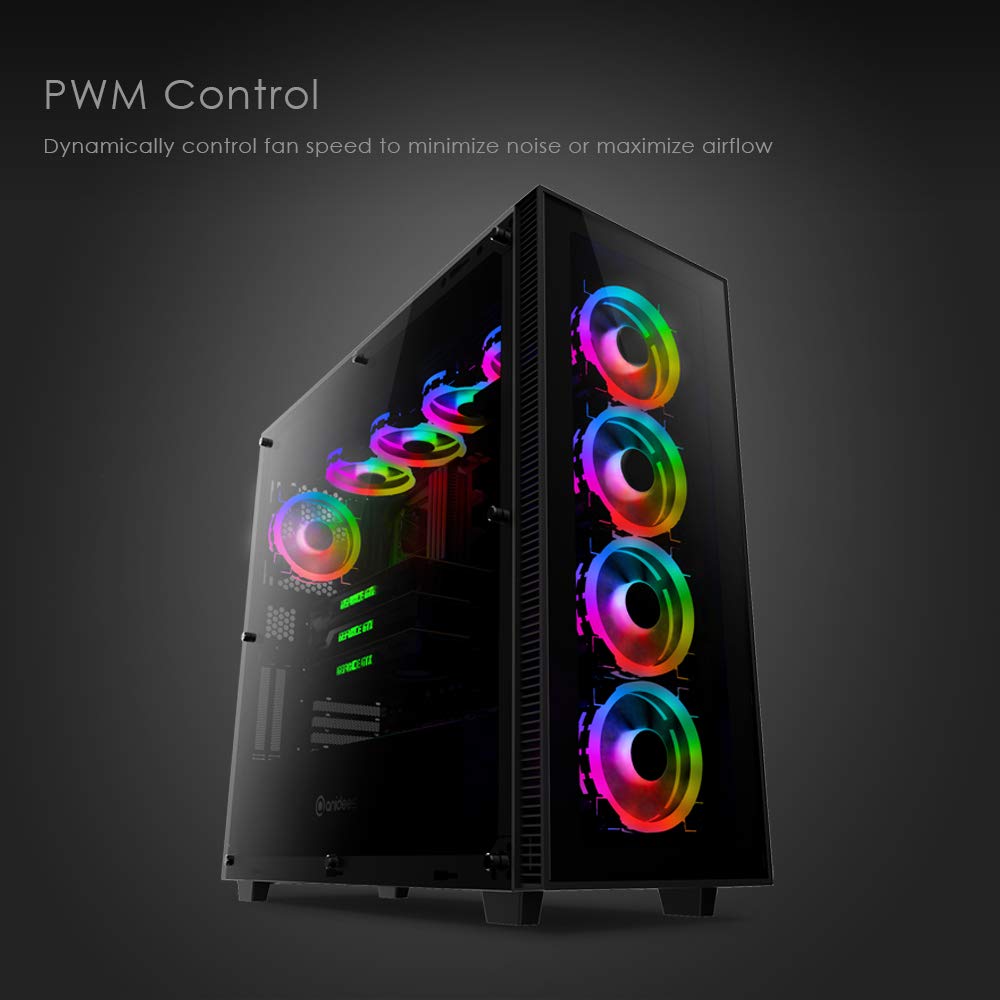 140mm 3pcs RGB PWM Dual Light Loop PC Case Fan W858046