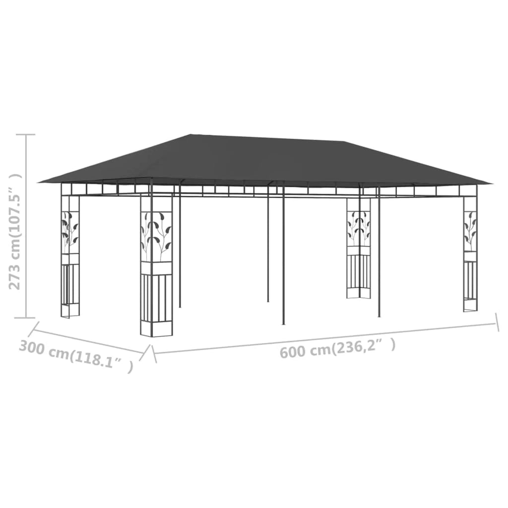Anthracite Gazebo with Mosquito Net V9886