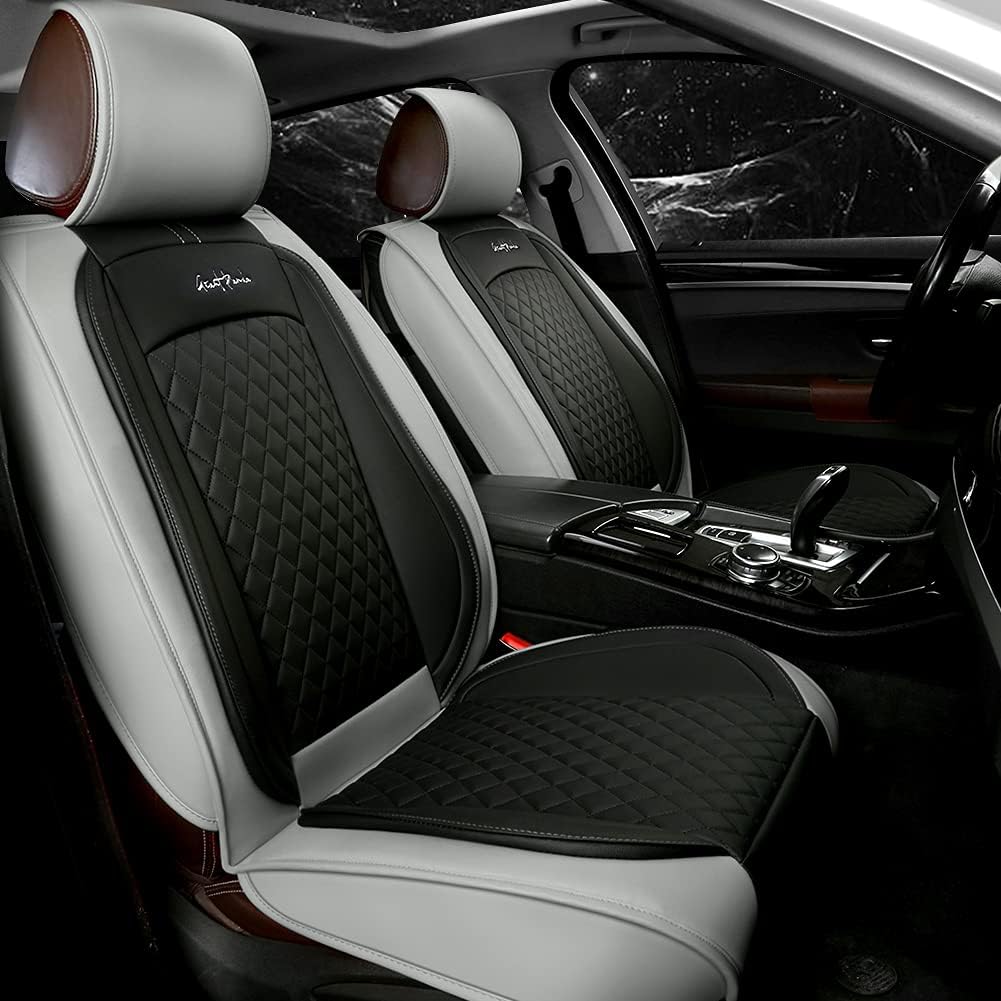 Gray and Black Faux Leather Car Seat Covers (1 Pair) X62510