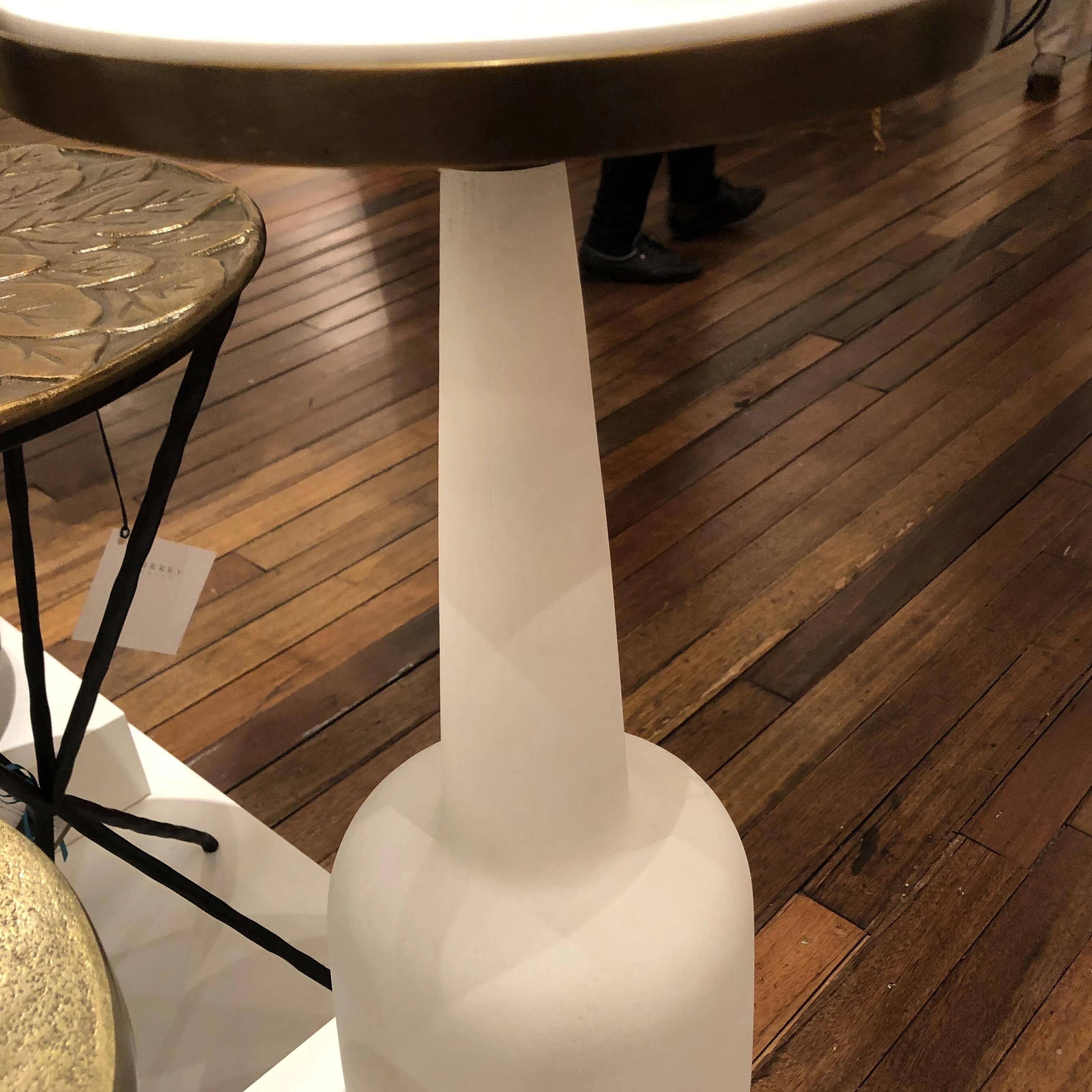 White Gesso Antique Brass Drinks Table I90006