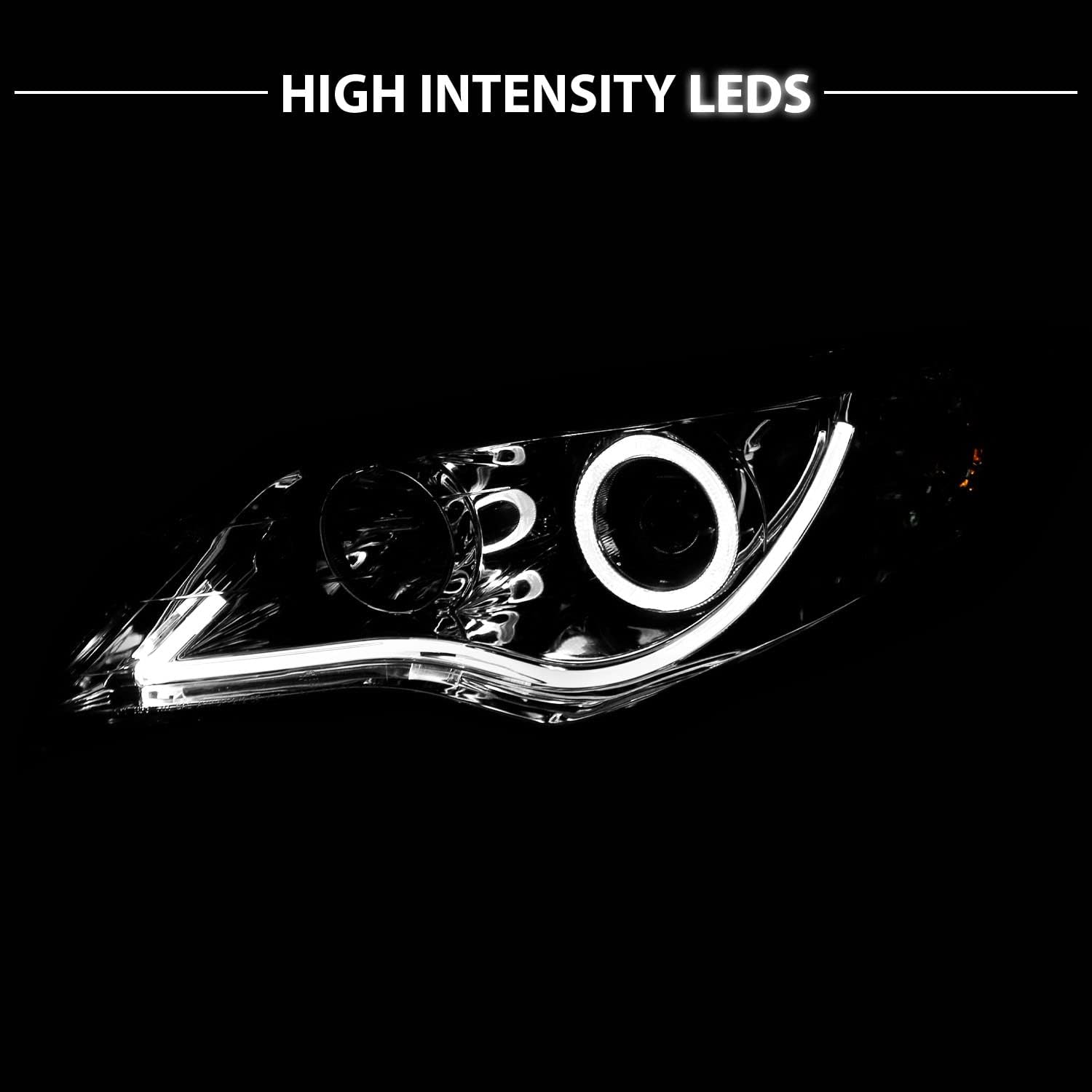 Chrome LED Halo Light Tube Replacement Headlights Set B7719