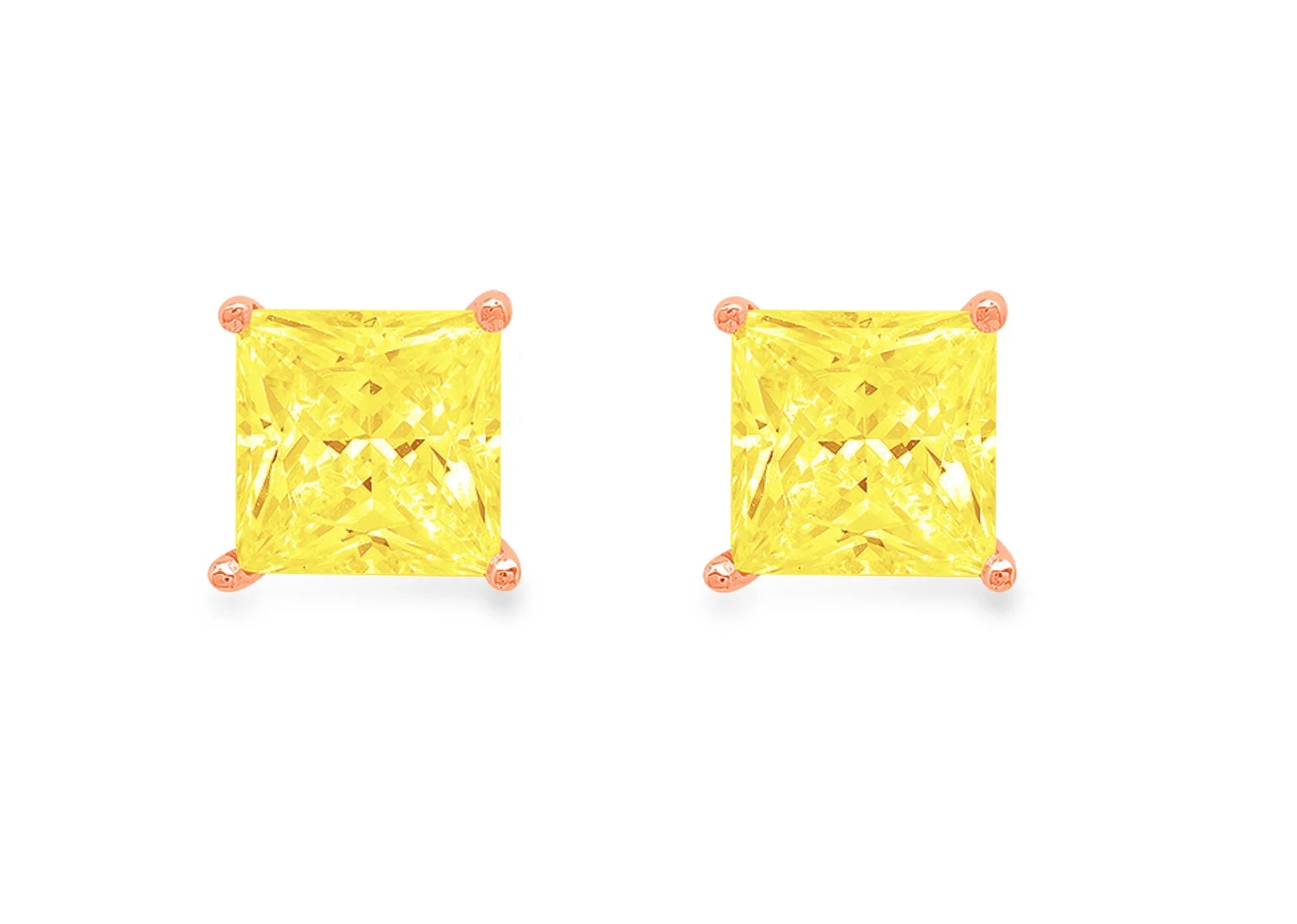 18K Pink Rose Gold Solitaire Stud Earrings U5305
