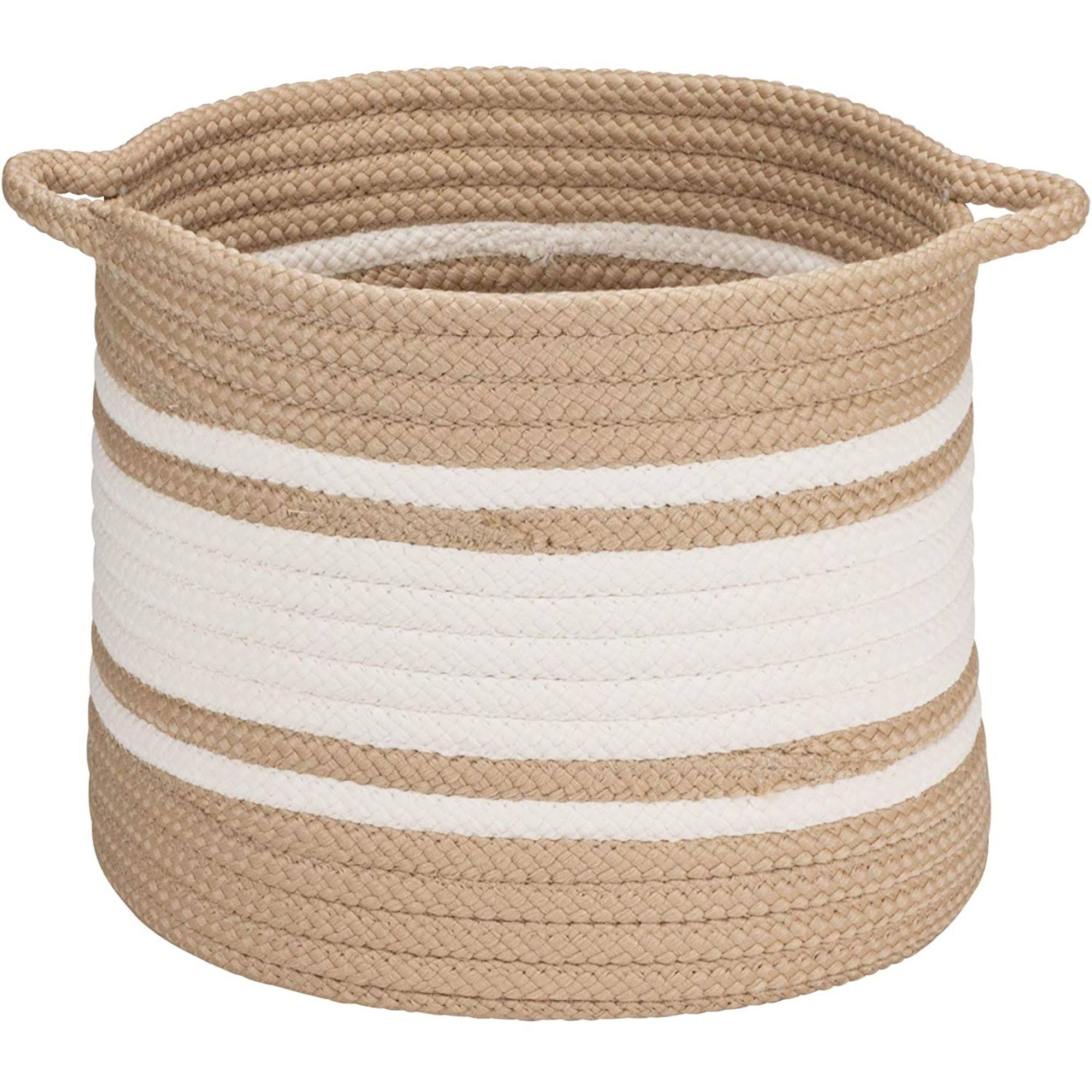 Sand Brown and White Braided Storage Basket T452884