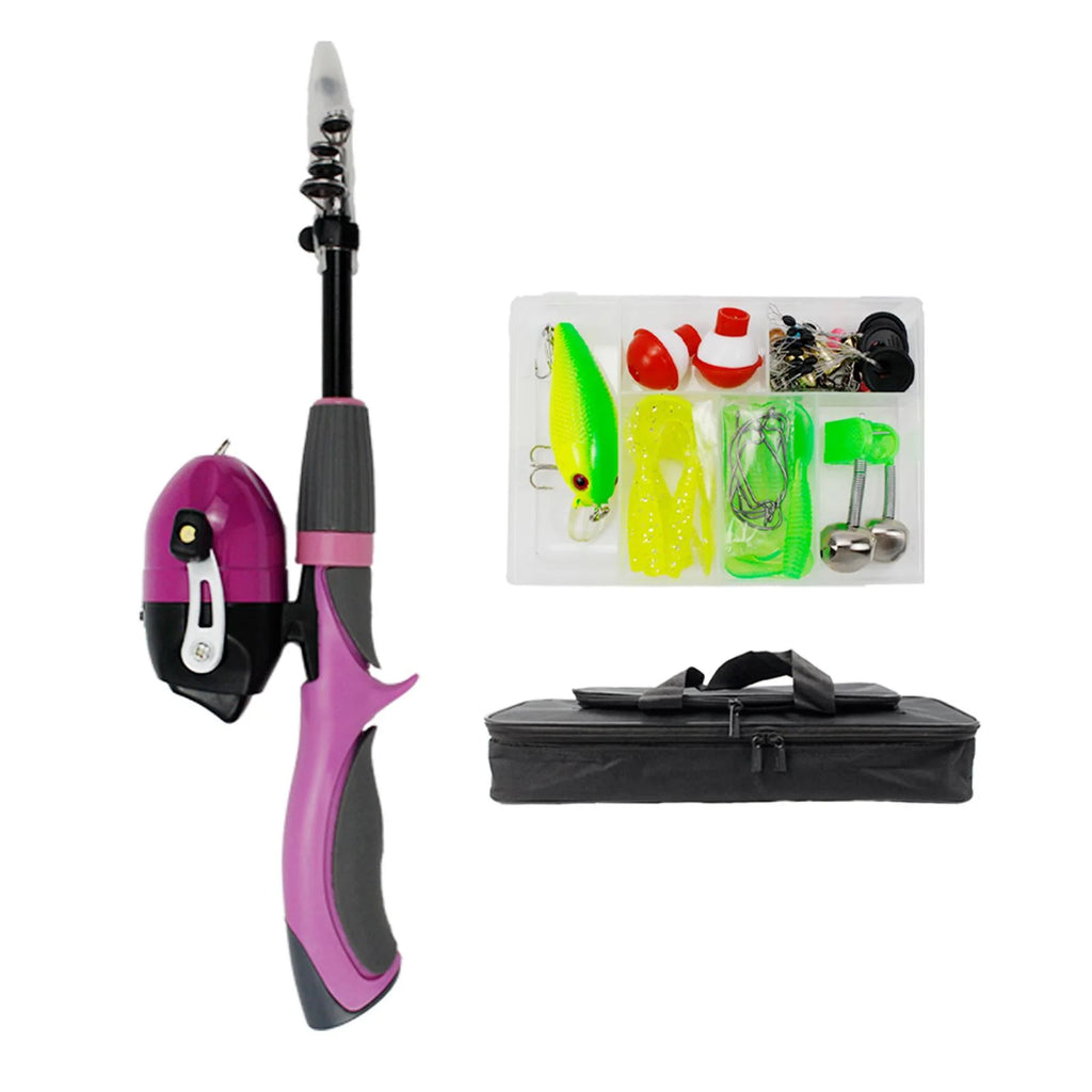 Pink Telescopic Fishing Rod and Reel Carrier Bag with Fishing Line M716836