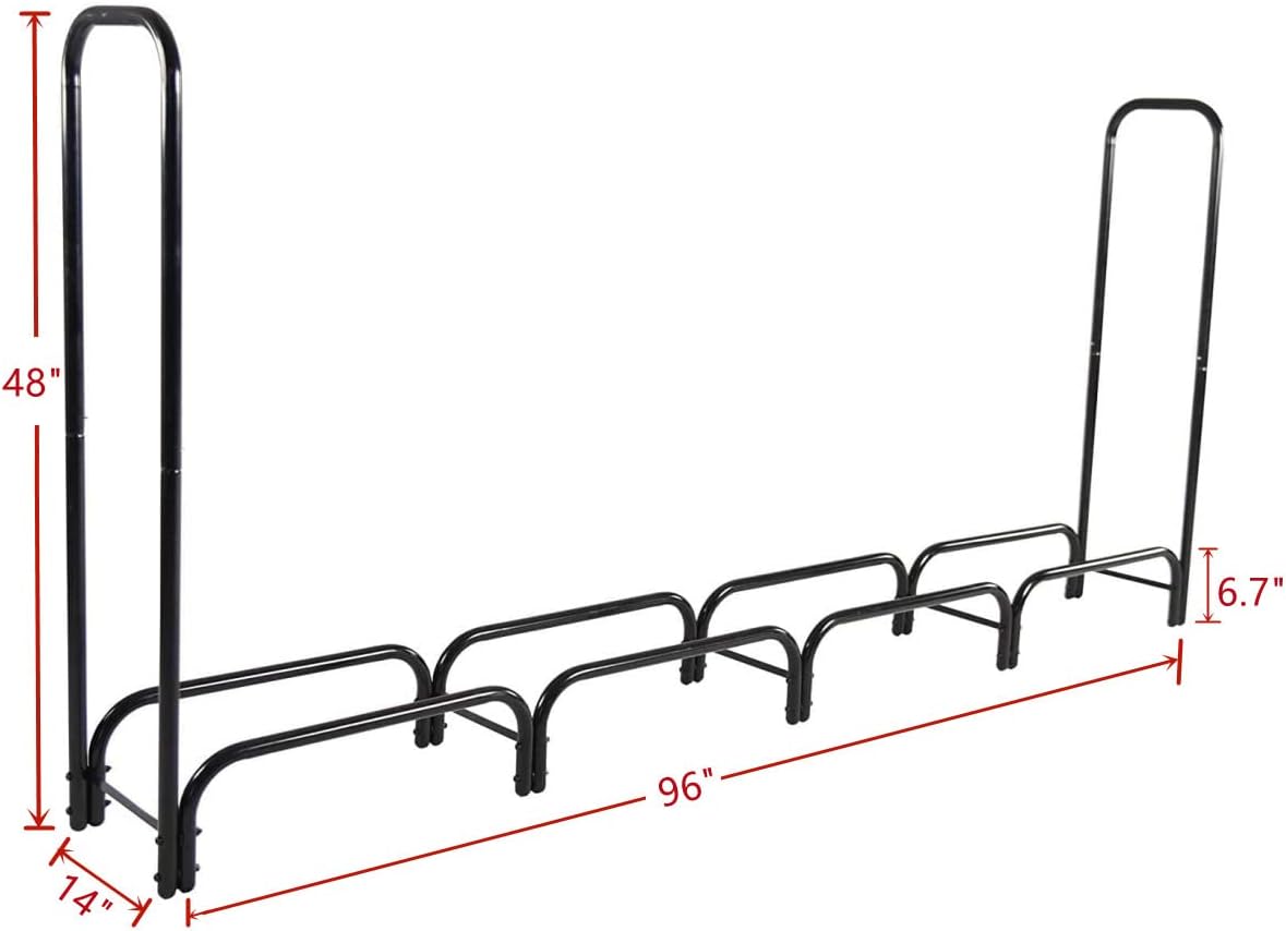 8ft Black Firewood Rack K993