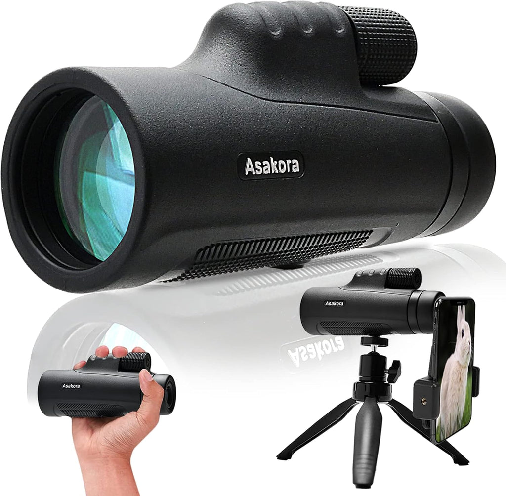 12x50 Waterproof Monocular with Smartphone Adapter & Tripod V7185