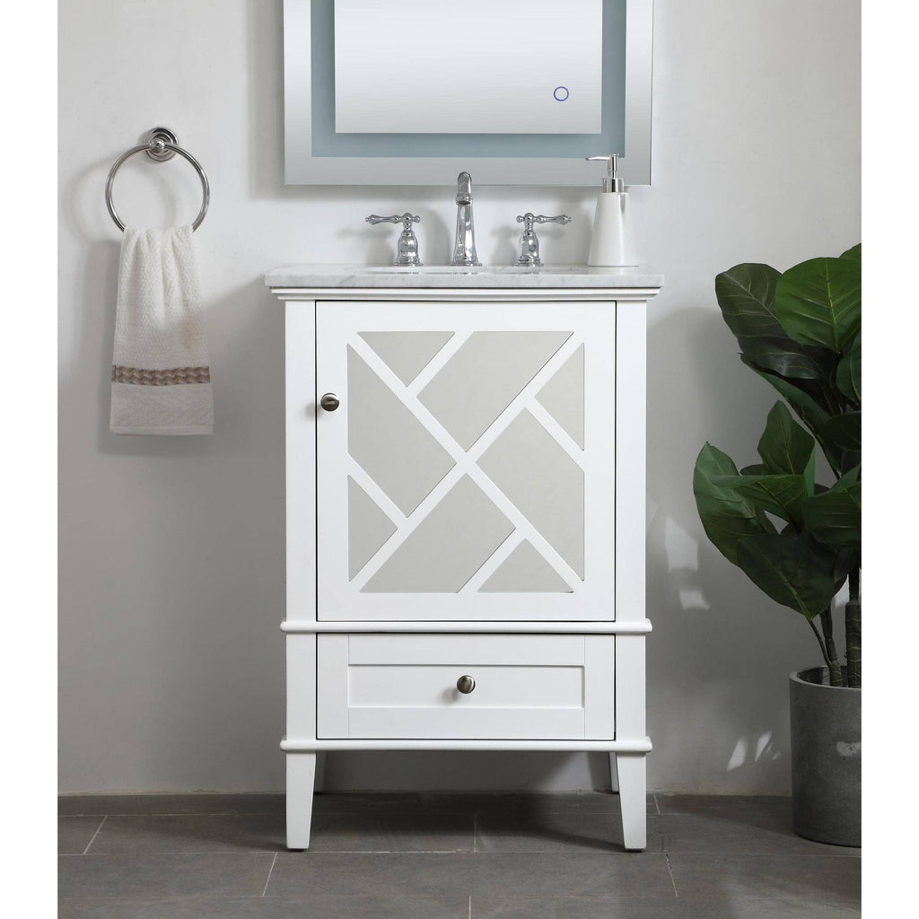 White Marble Top Vanity Cabinet Set 24 inch D749