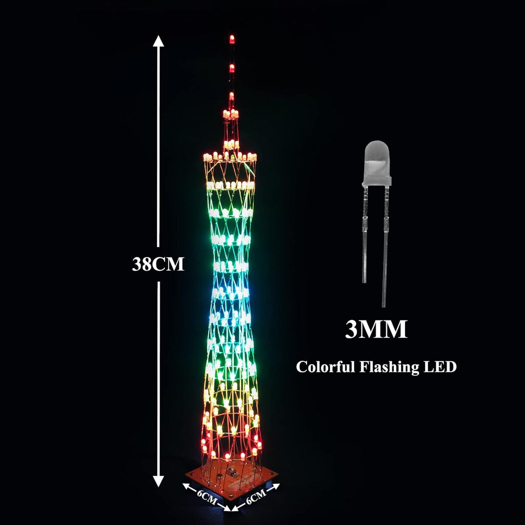 LED Tower Model DIY Electronic Kit, 12 LED Circles, Height 38cm M573489