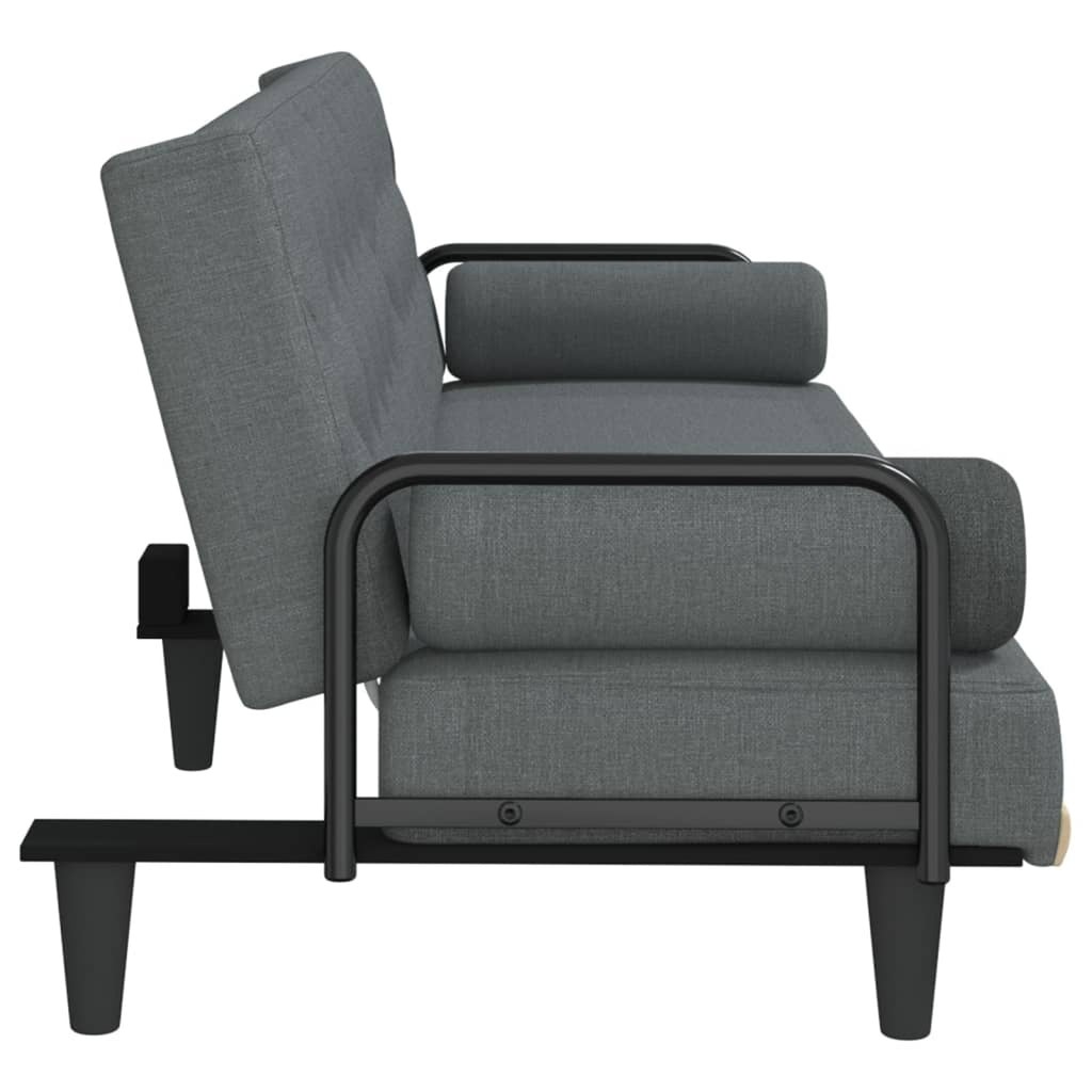 Dark Gray Fabric Sofa Bed with Armrests N227261