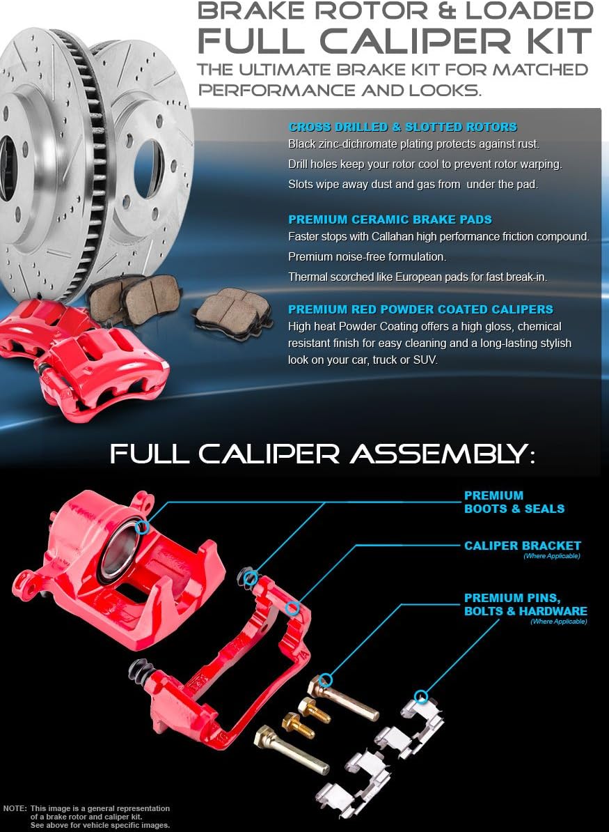 Red Powder Coated Caliper Assembly Set Kit O6331