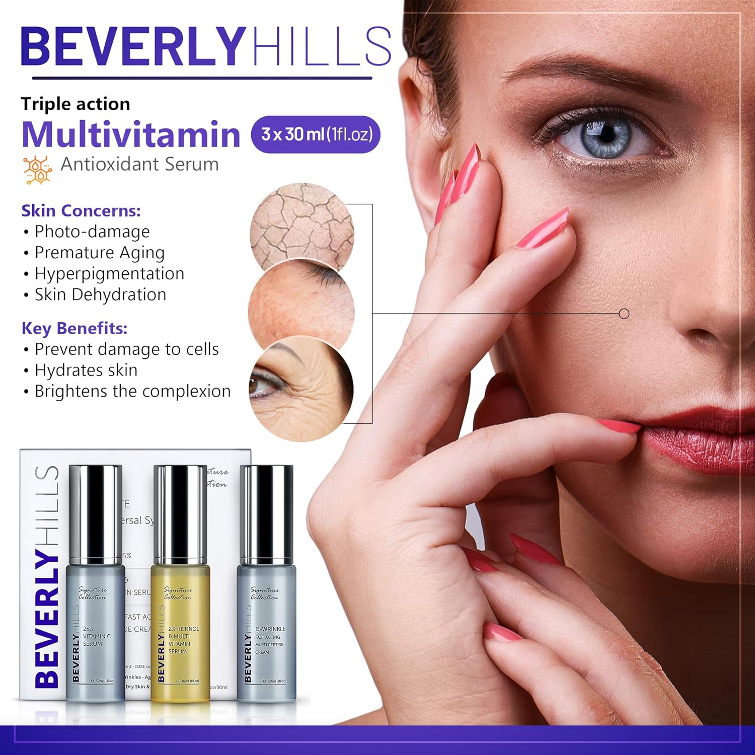 Retinol Serum (2%), Vitamin C Serum (25%), and Anti Wrinkle Cream Pack of 2 F306