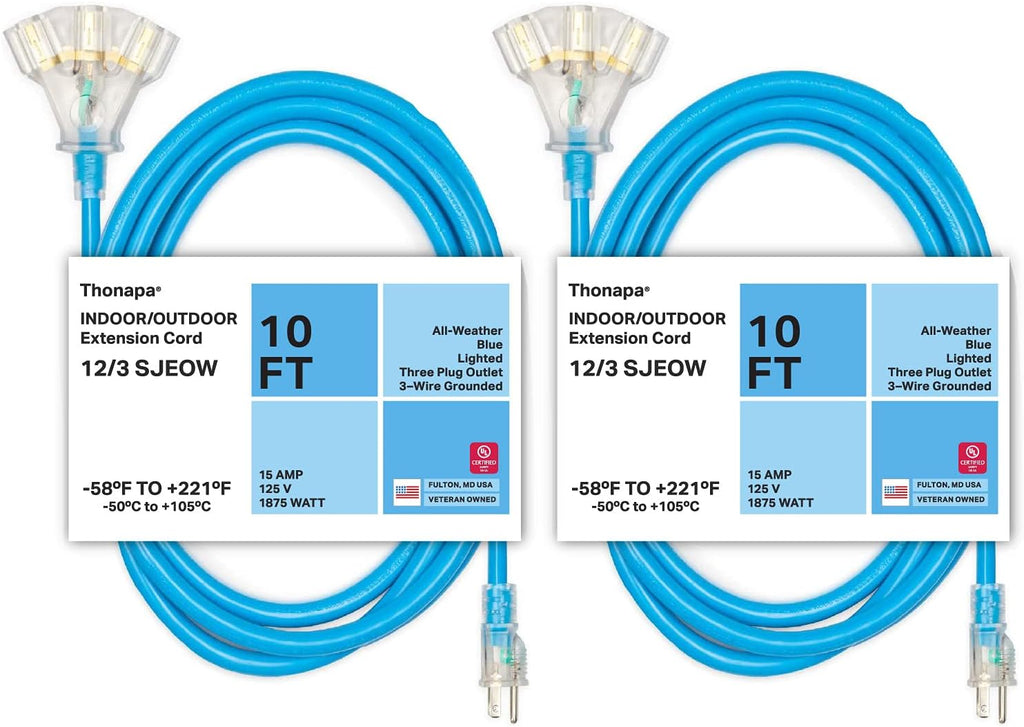 100 Ft Heavy Duty Outdoor Extension Cord with 3 Outlets D553816