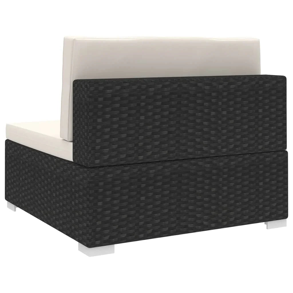 Poly Rattan Black Sectional Middle Seat with Cushions V9288