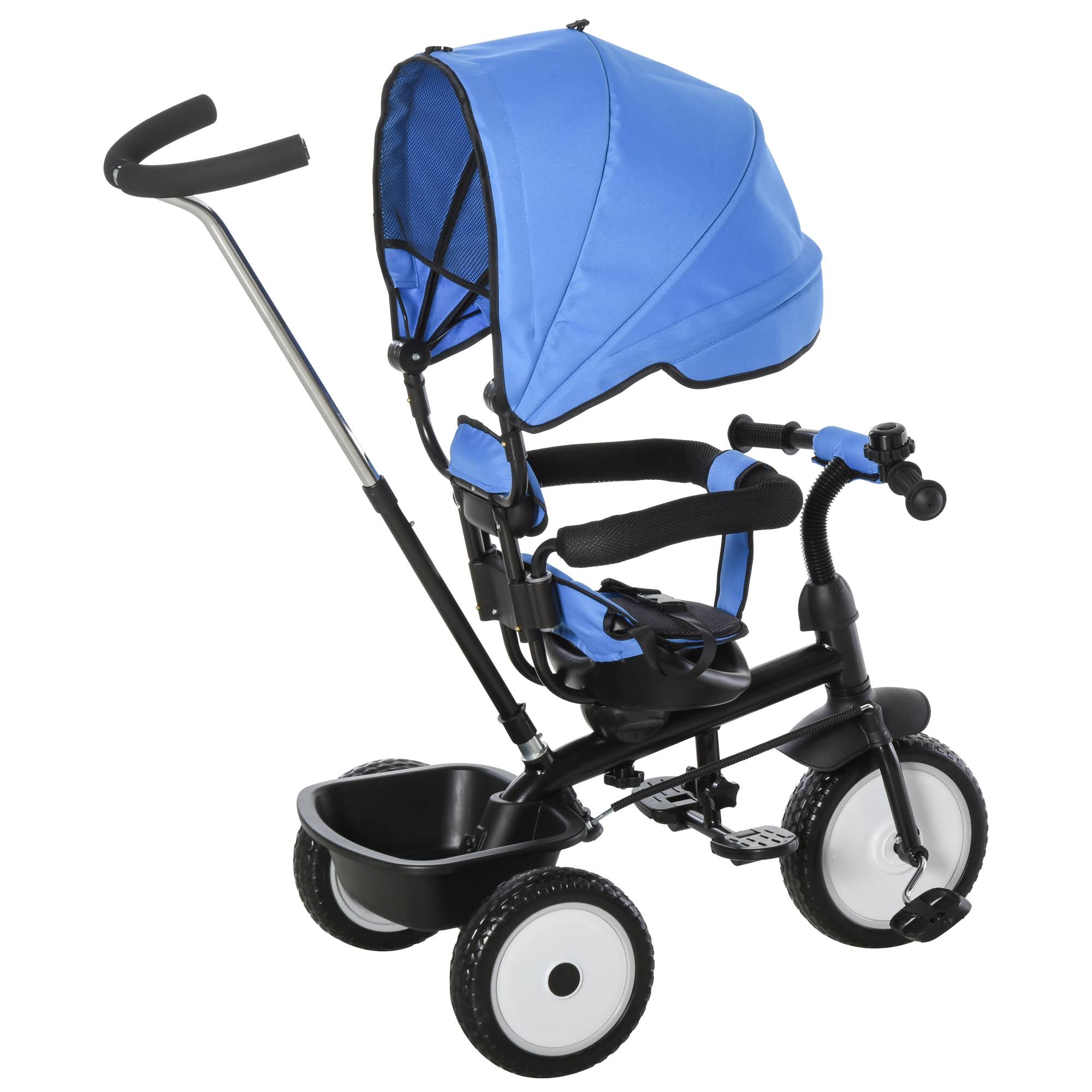 2 in 1 Baby Tricycle Stroller with Adjustable Canopy Detachable Guardrail Safety Belt V70300