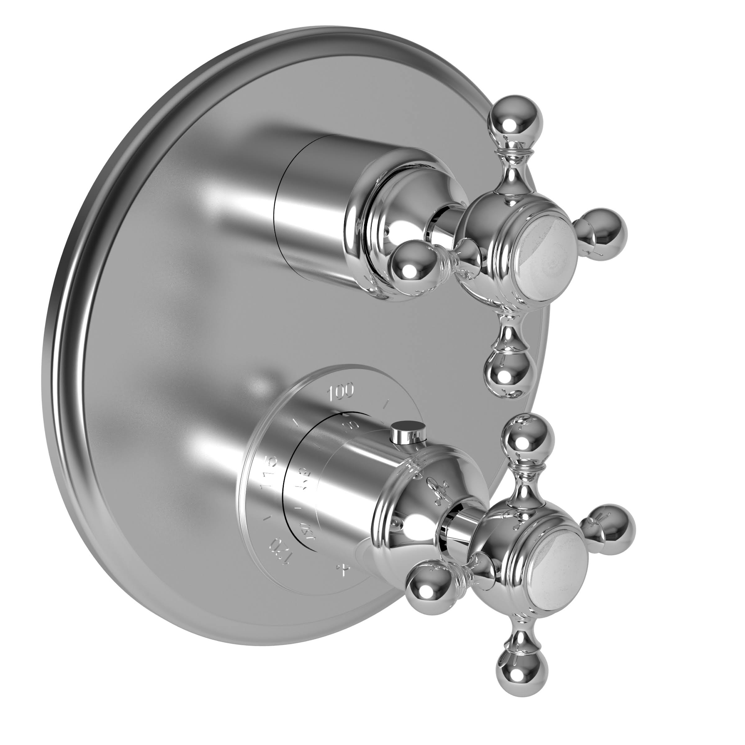 Satin Brass PVD Round Thermostatic Trim Plate with Handle L140