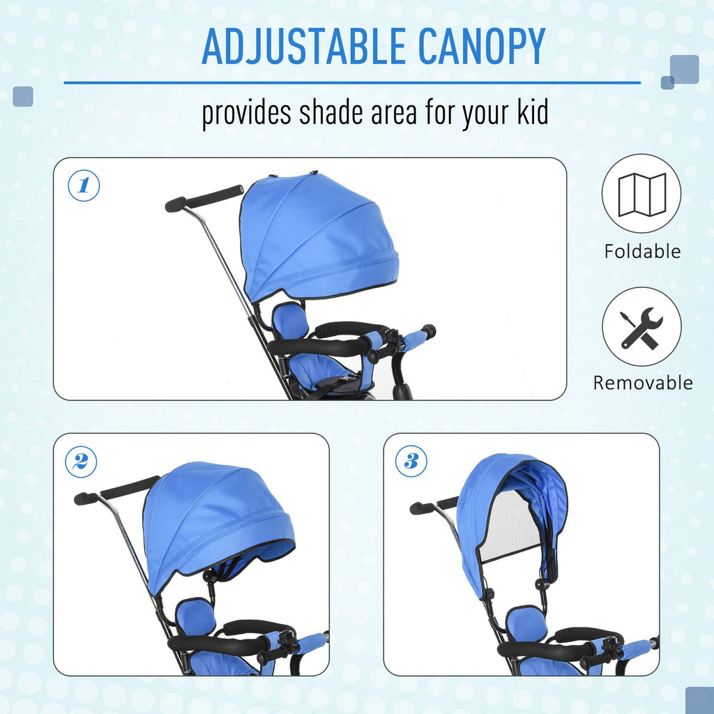 2 in 1 Baby Tricycle Stroller with Adjustable Canopy Detachable Guardrail Safety Belt V70300