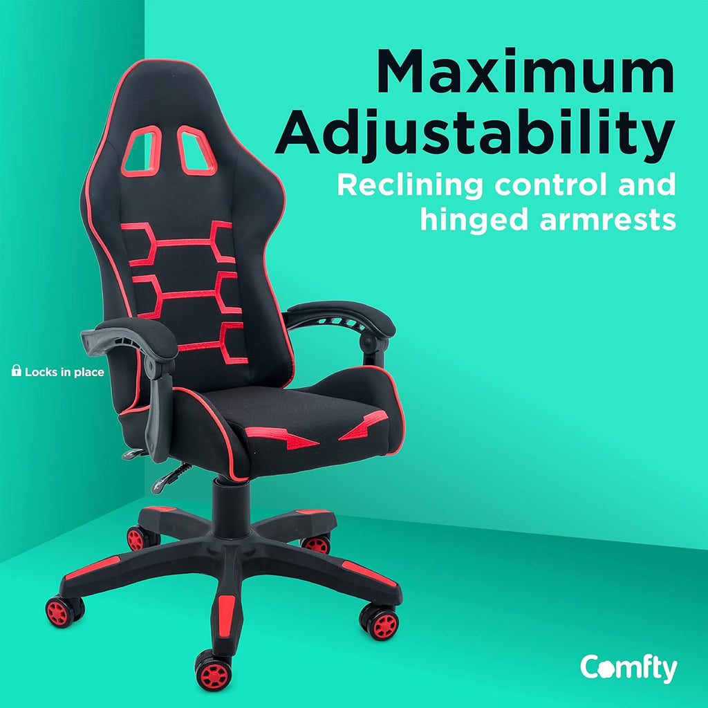 Black Reclining Mesh Fabric Gaming Chair with Hinged Armrests Y601