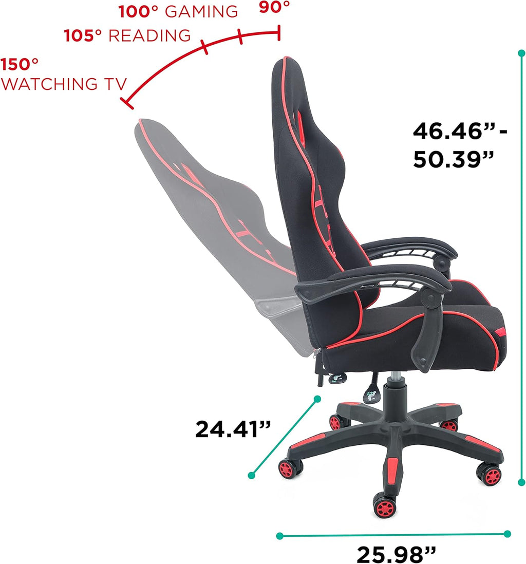 Black Reclining Mesh Fabric Gaming Chair with Hinged Armrests Y601