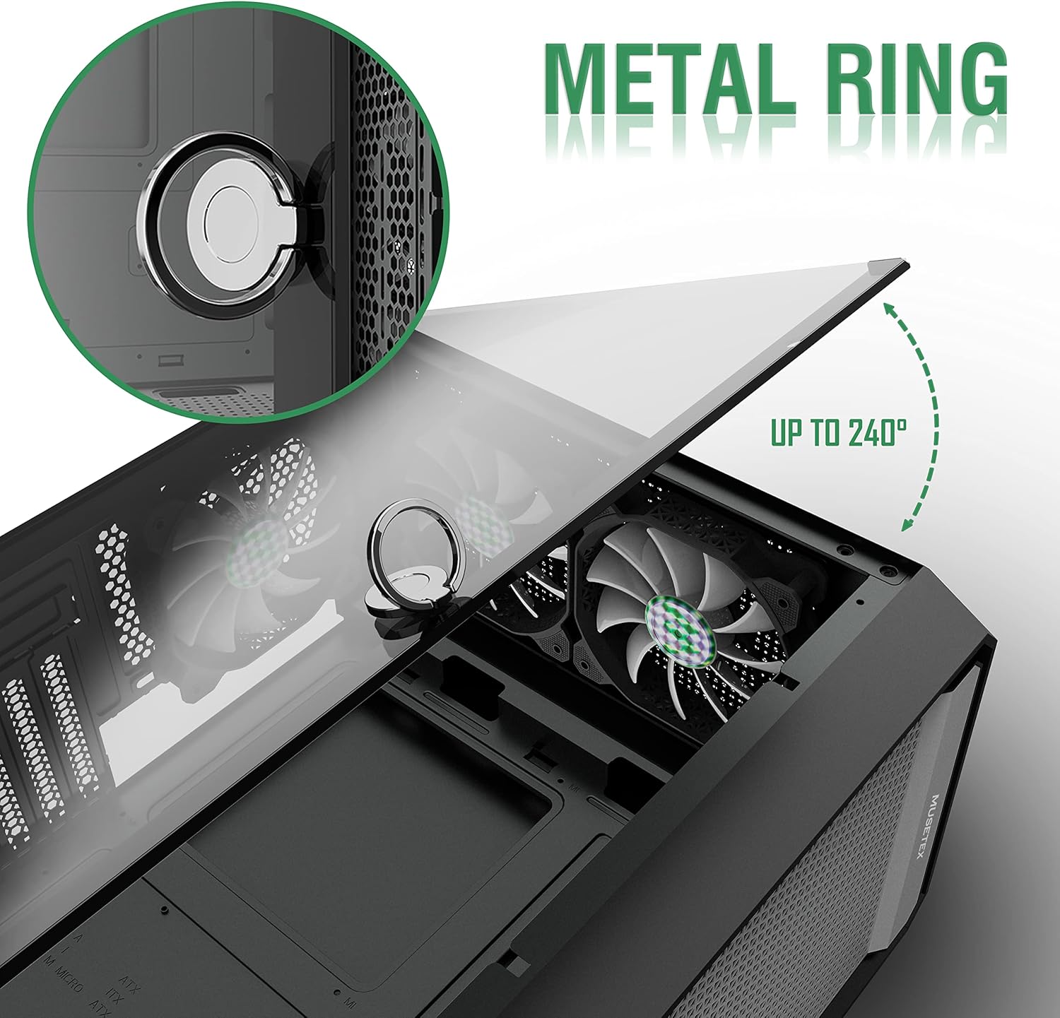 ATX PC Case with 6pcs ARGB Fans Type-C Port USB 3.0 Airflow Mid Tower Mesh Front Panel Tempered Glass Side Door Computer Gaming Cases L2094