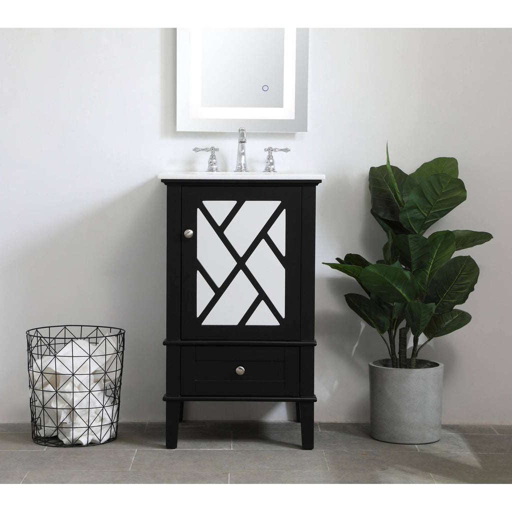 White Marble Top Vanity Cabinet Set 24 inch D749