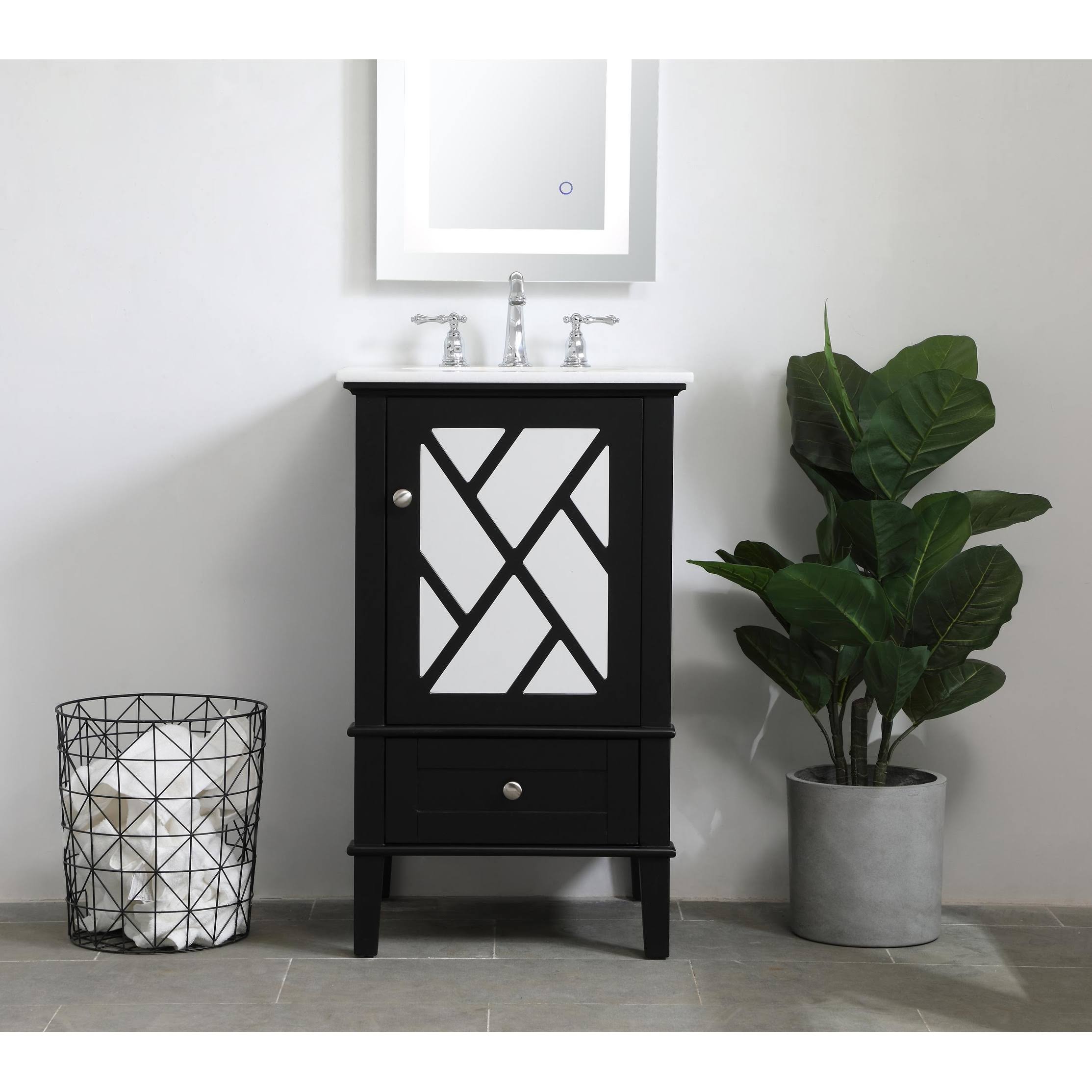 White Marble Top Vanity Cabinet Set 24 inch D749