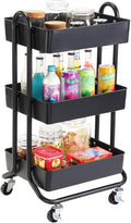 White 3-Tier Metal Rolling Utility Cart with Handle G5445