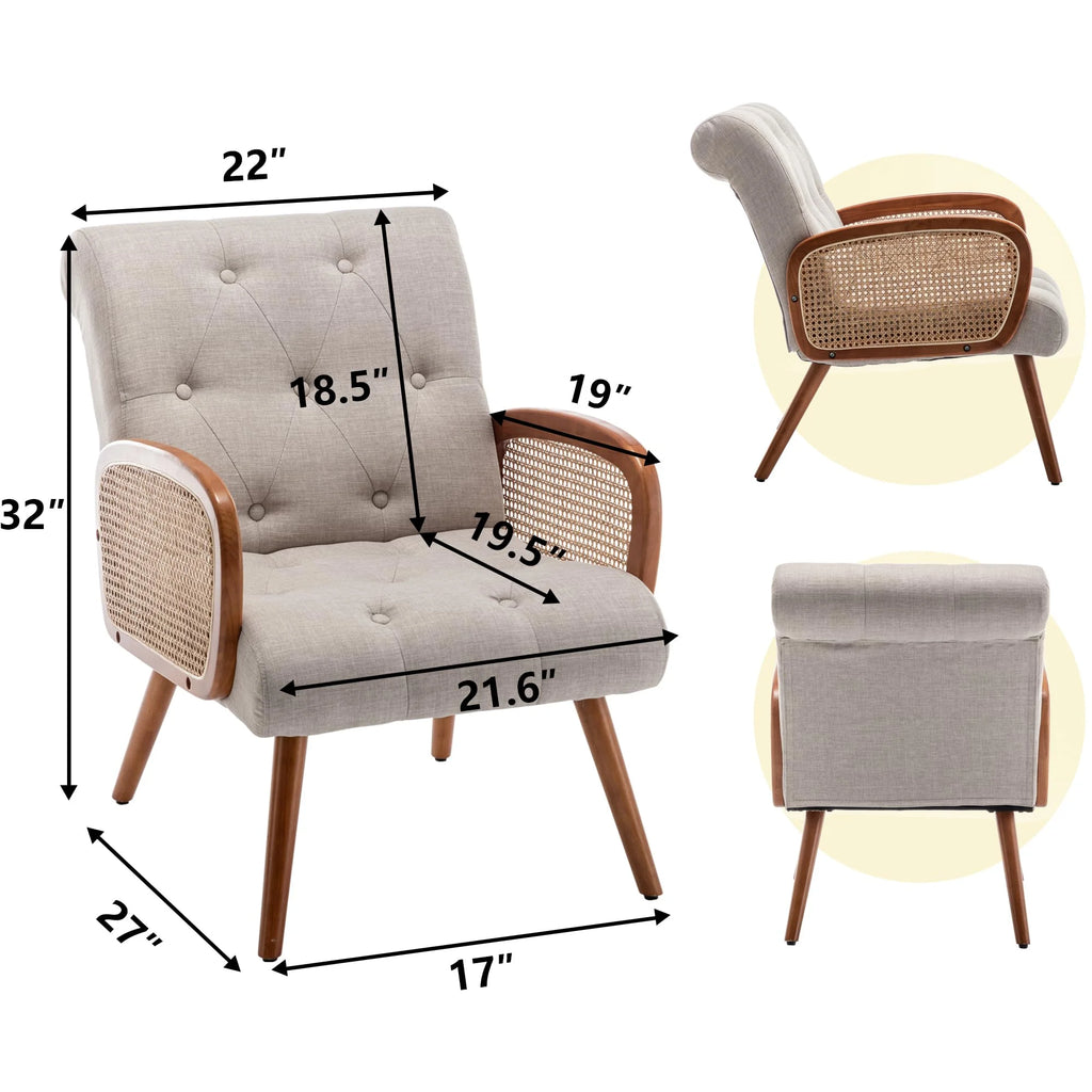 Rattan Accent Chair with Wooden Frame P8557