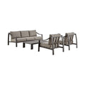 4 Piece Outdoor Patio Furniture Set in Dark Brown Aluminum with Cushions L208