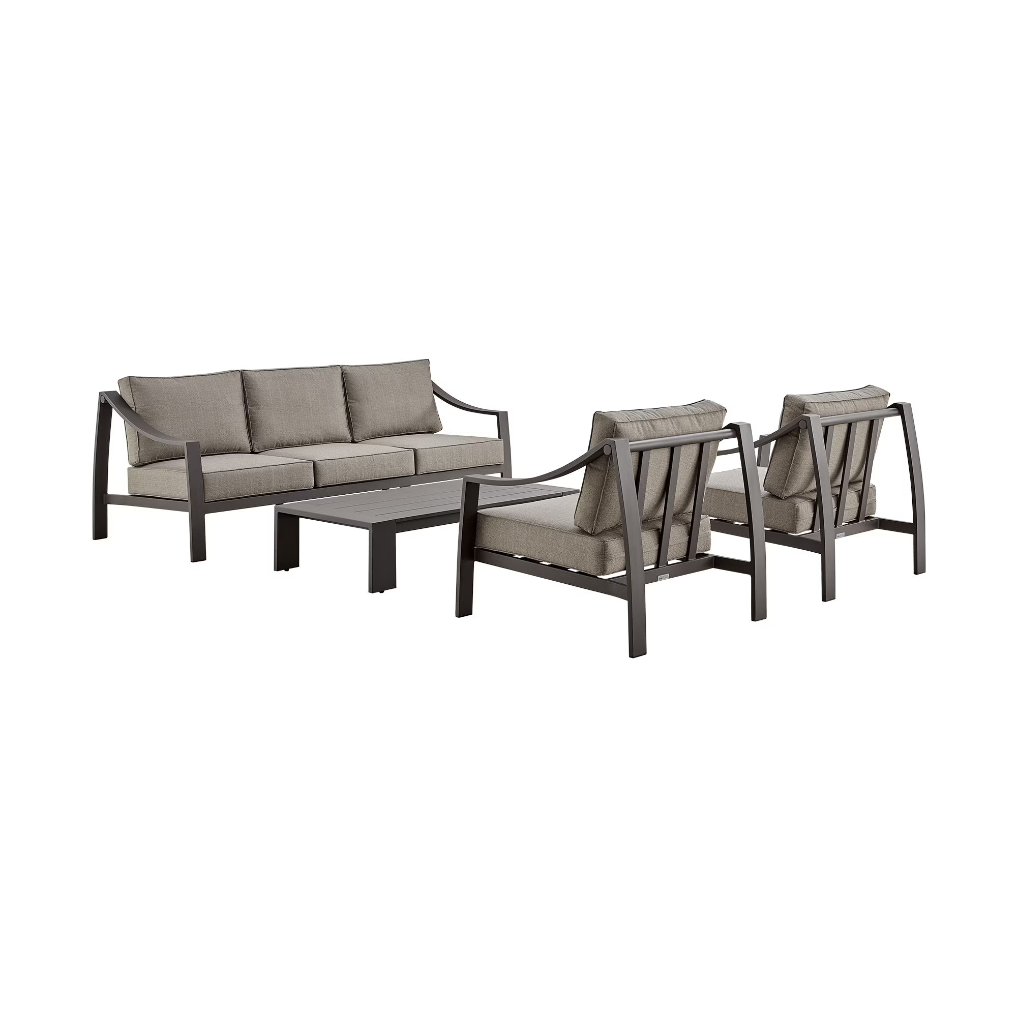 4 Piece Outdoor Patio Furniture Set in Dark Brown Aluminum with Cushions L208