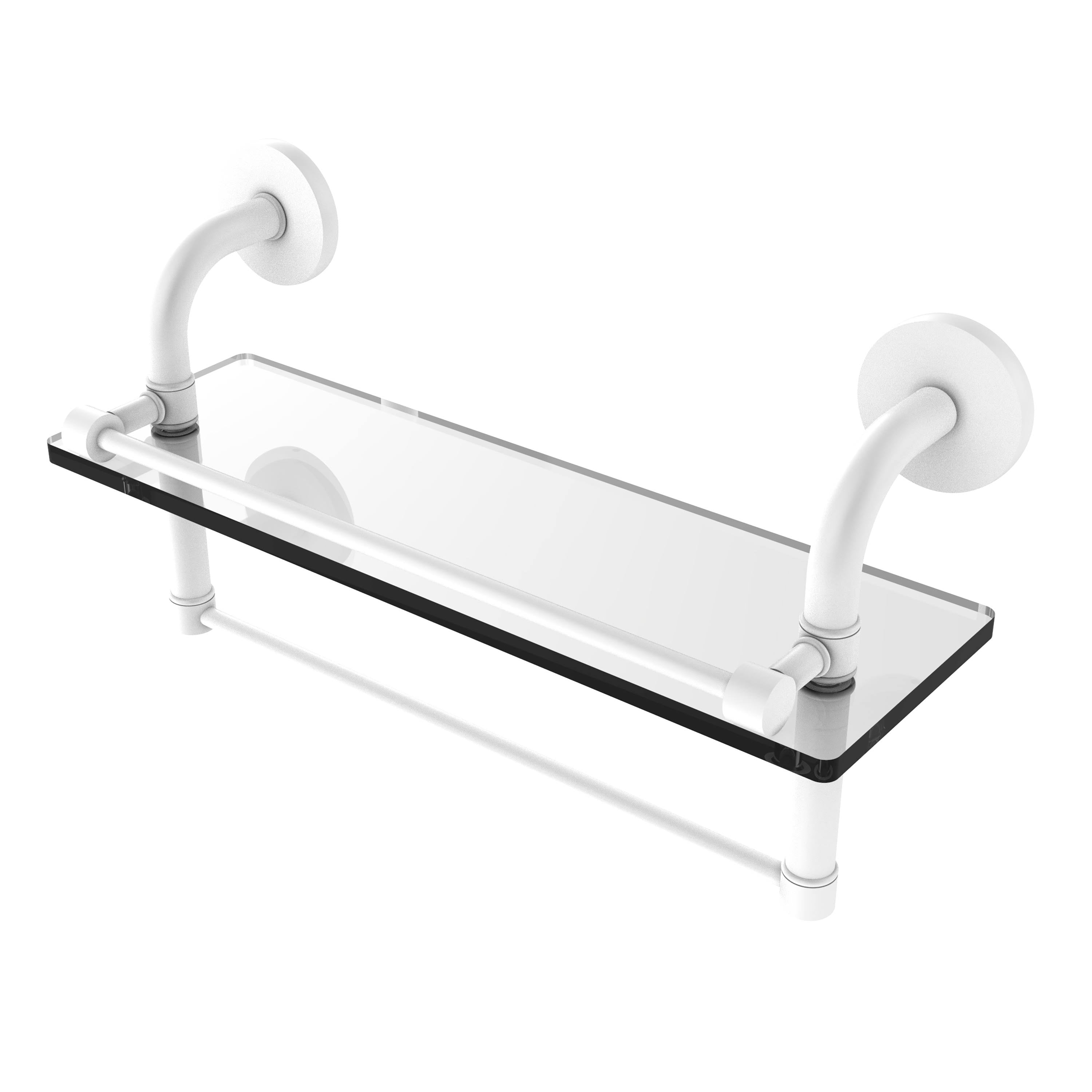 Antique Pewter 22 inch Glass Shelf with Towel Bar K97441