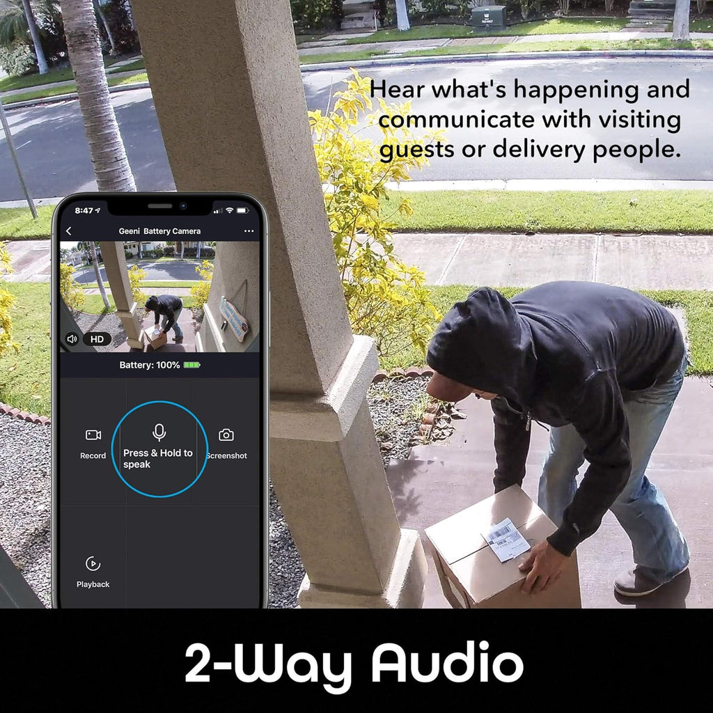 Wireless WiFi Security Camera, 1080P Night Vision, Motion Detection, 2-Way Audio B4967