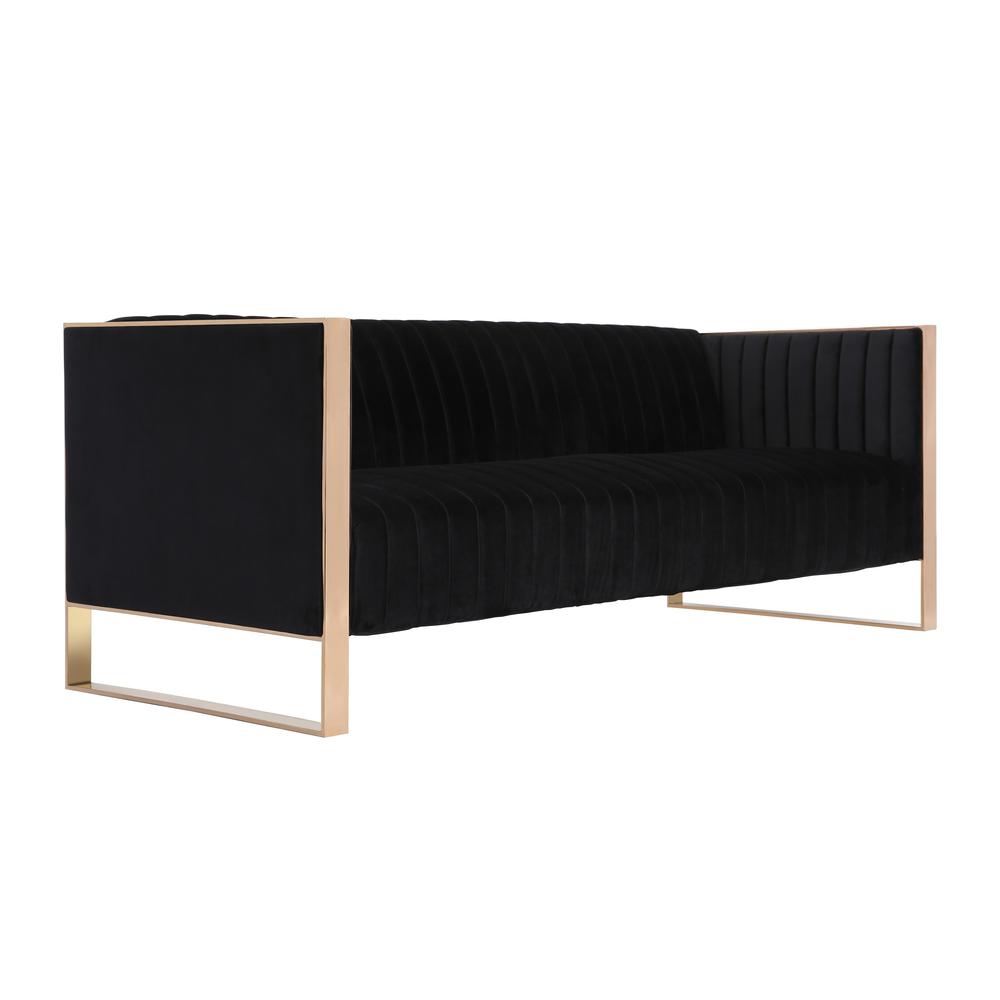 3-Piece Velvet Sofa & Armchair Set in Black V111245
