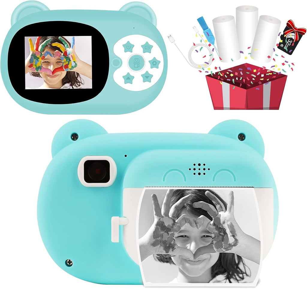 Pink Zero Ink Kids Digital Camera with 3 Rolls Print Paper 32GB SD Card T484970