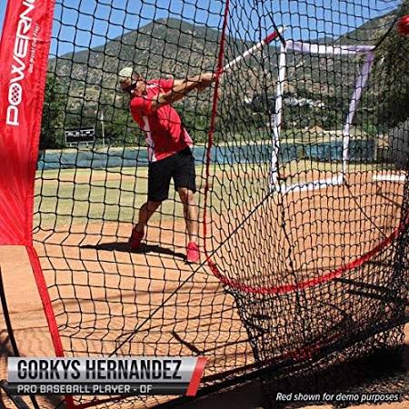 6 Piece Baseball Softball Practice Net Bundle with Strike Zone, Ball Caddy, 3 Weighted Training Balls S446