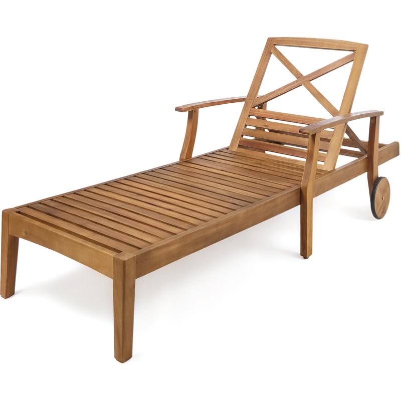 Outdoor Teak Acacia Wood Chaise Lounge Q19109