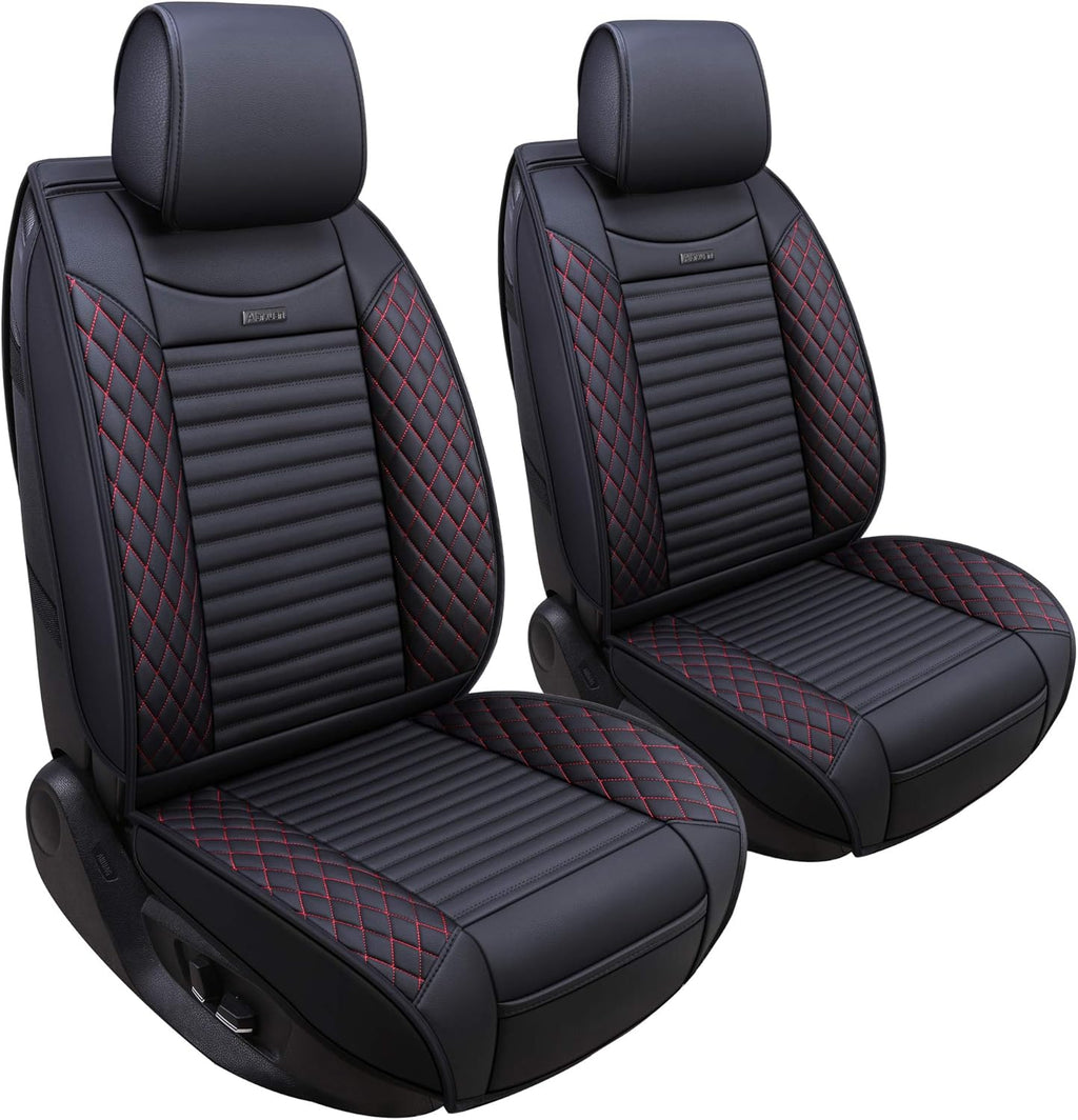 Black Leather Universal Front Captain Seat Covers 2 Pcs E75031