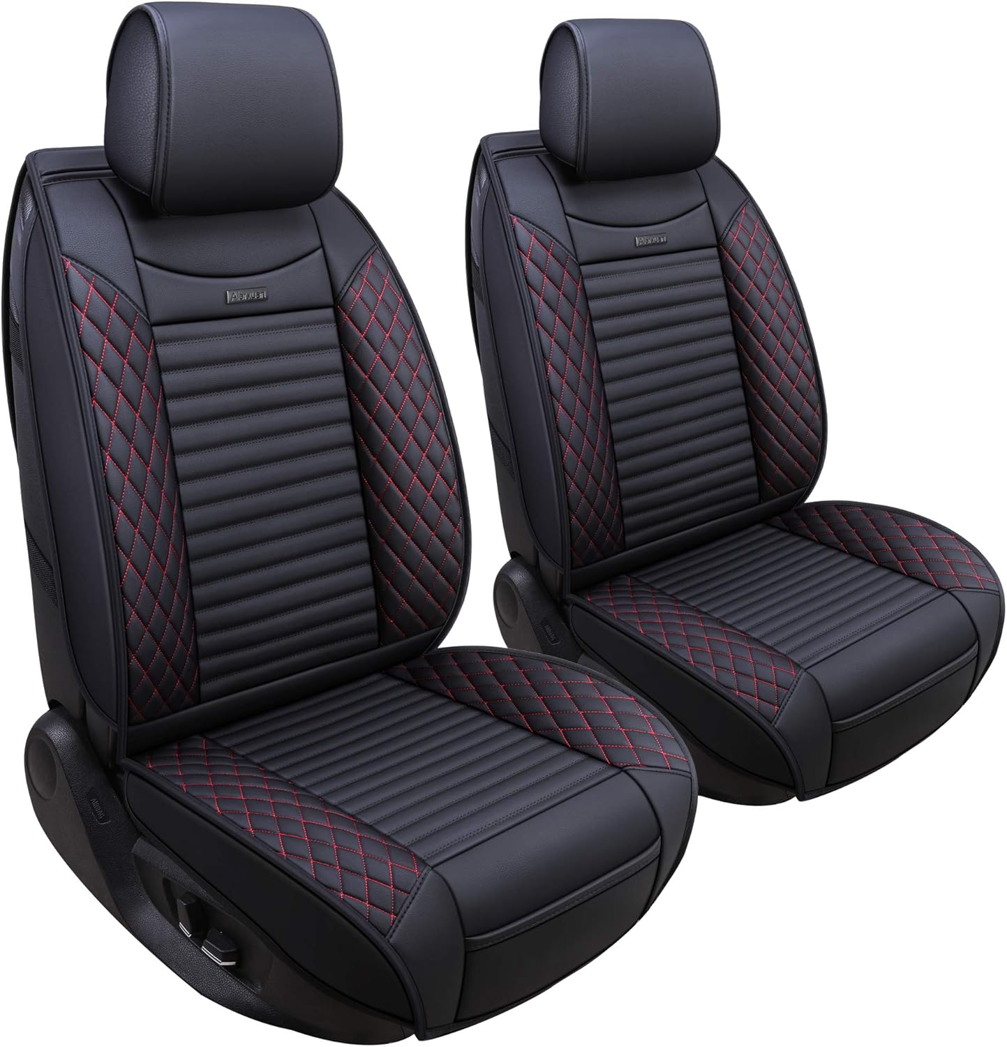 Black Leather Universal Front Captain Seat Covers 2 Pcs E75031