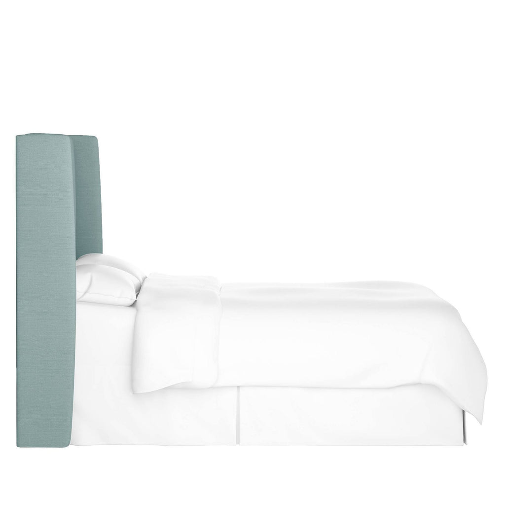 California King Upholstered Wingback Headboard Linen Seaglass S16321
