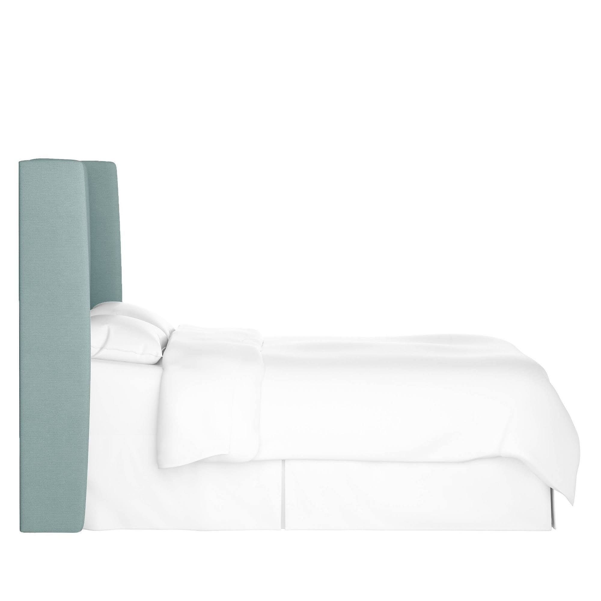 California King Upholstered Wingback Headboard Linen Seaglass S16321