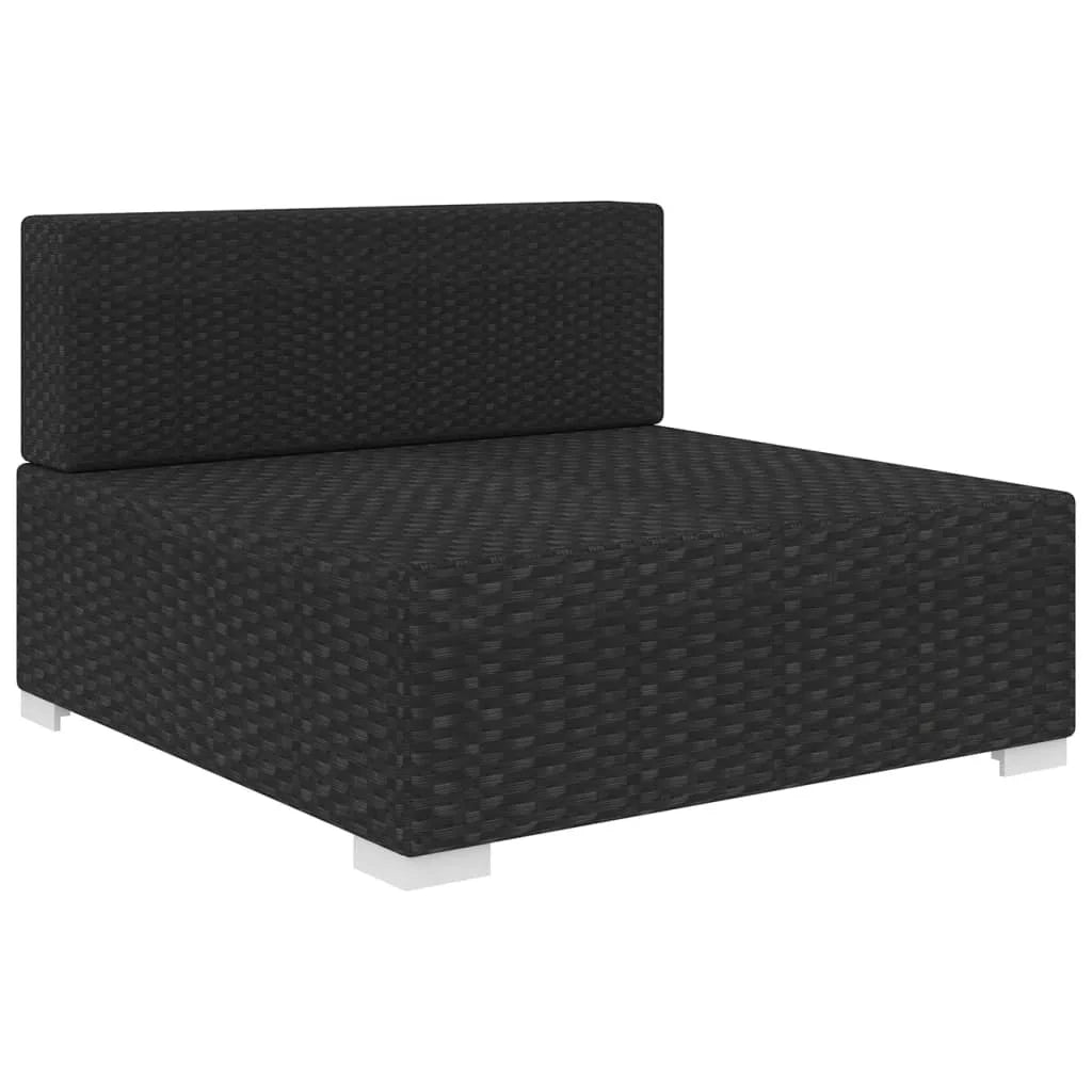 Poly Rattan Black Sectional Middle Seat with Cushions V9288