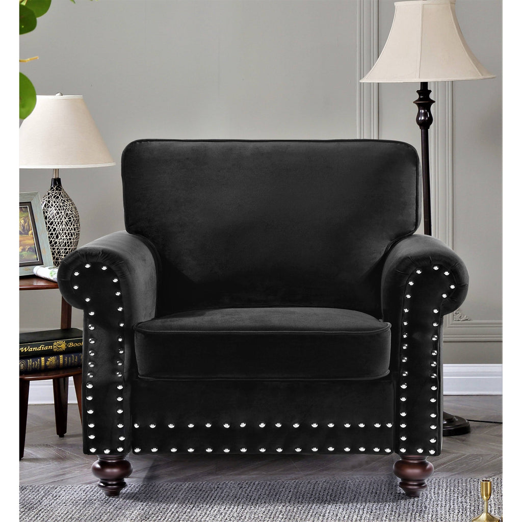 Black Velvet Nailhead Chair J5791