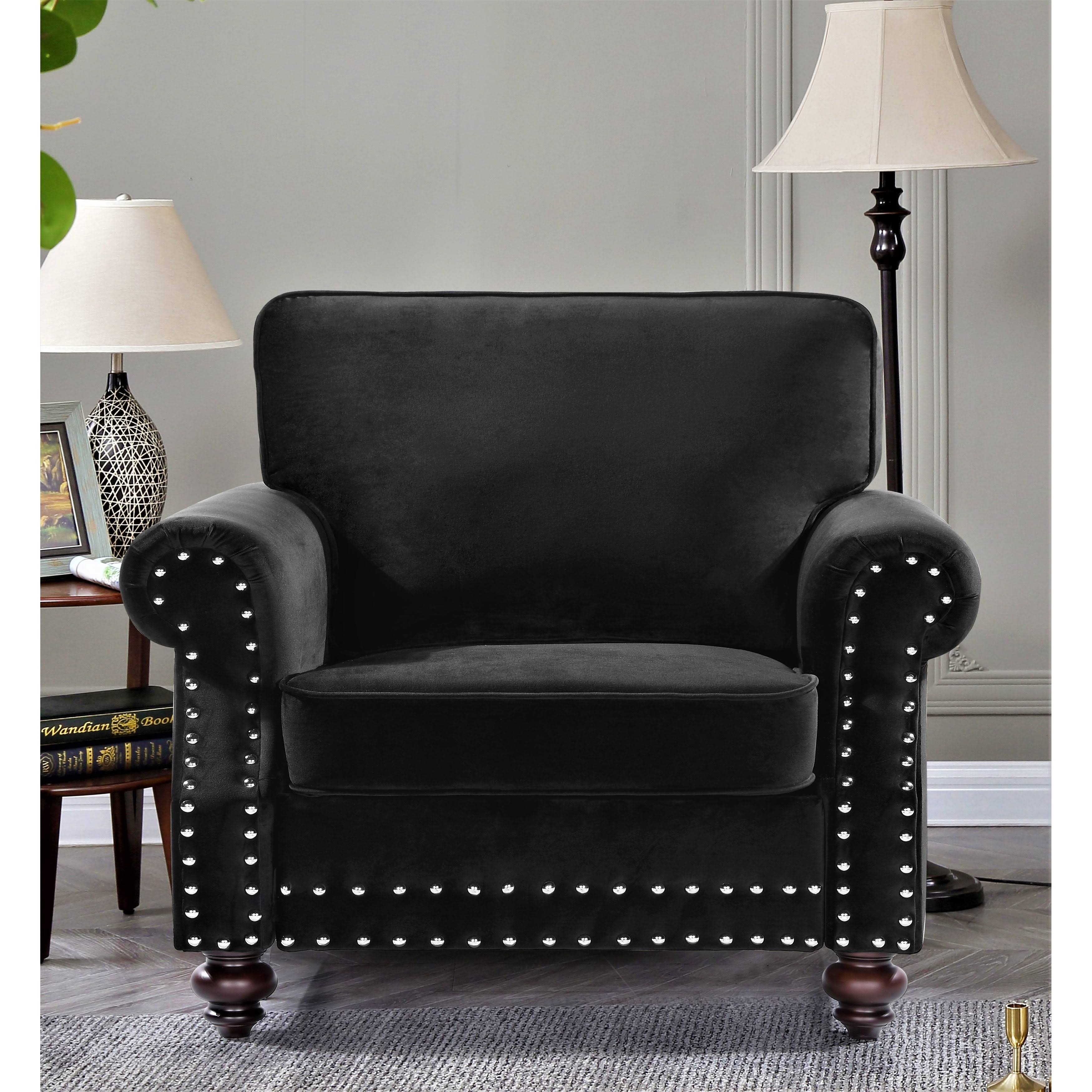 Black Velvet Nailhead Chair J5791