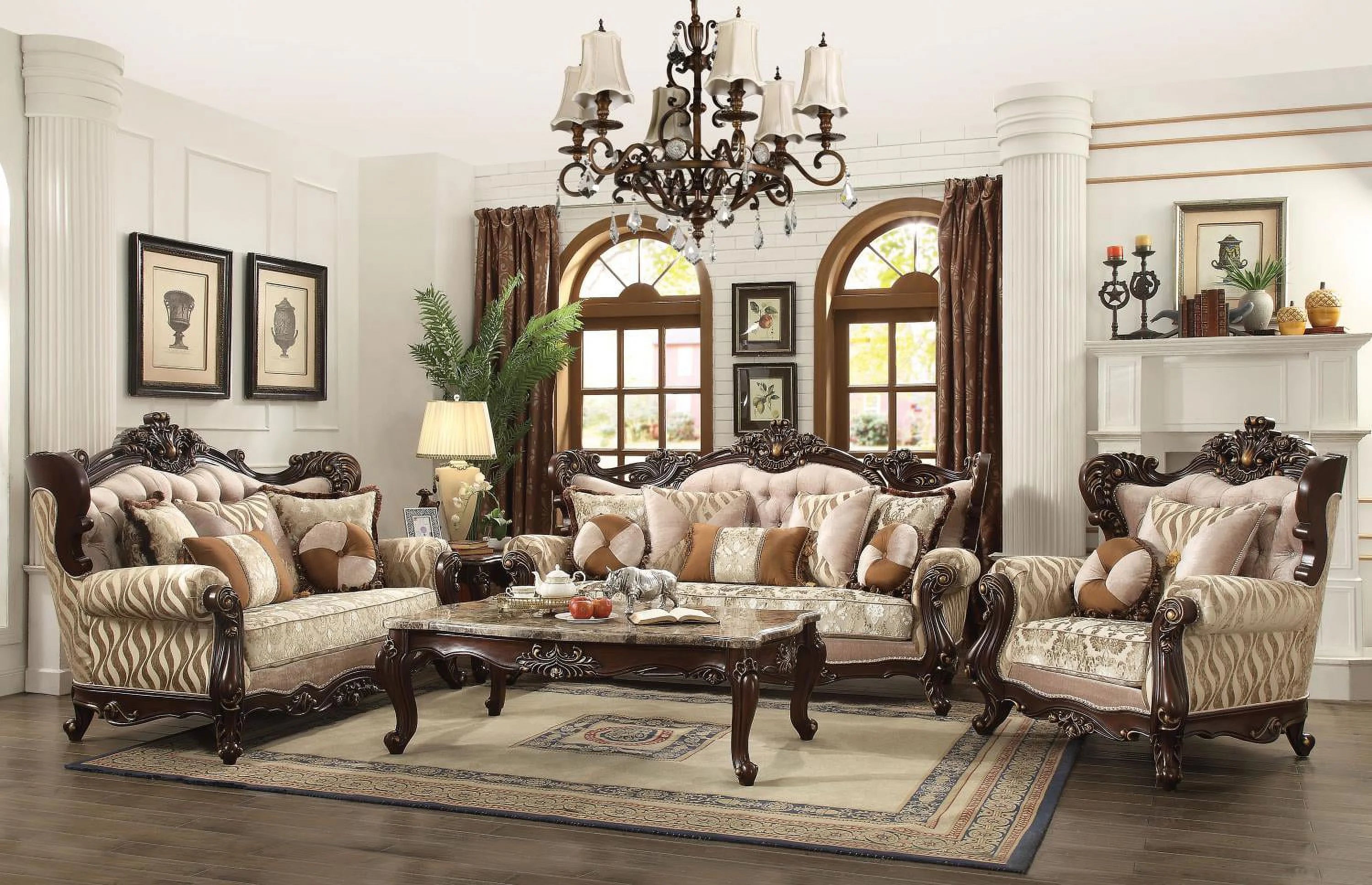 Fabric Tufted Sofa with 7 Pillows Z6318