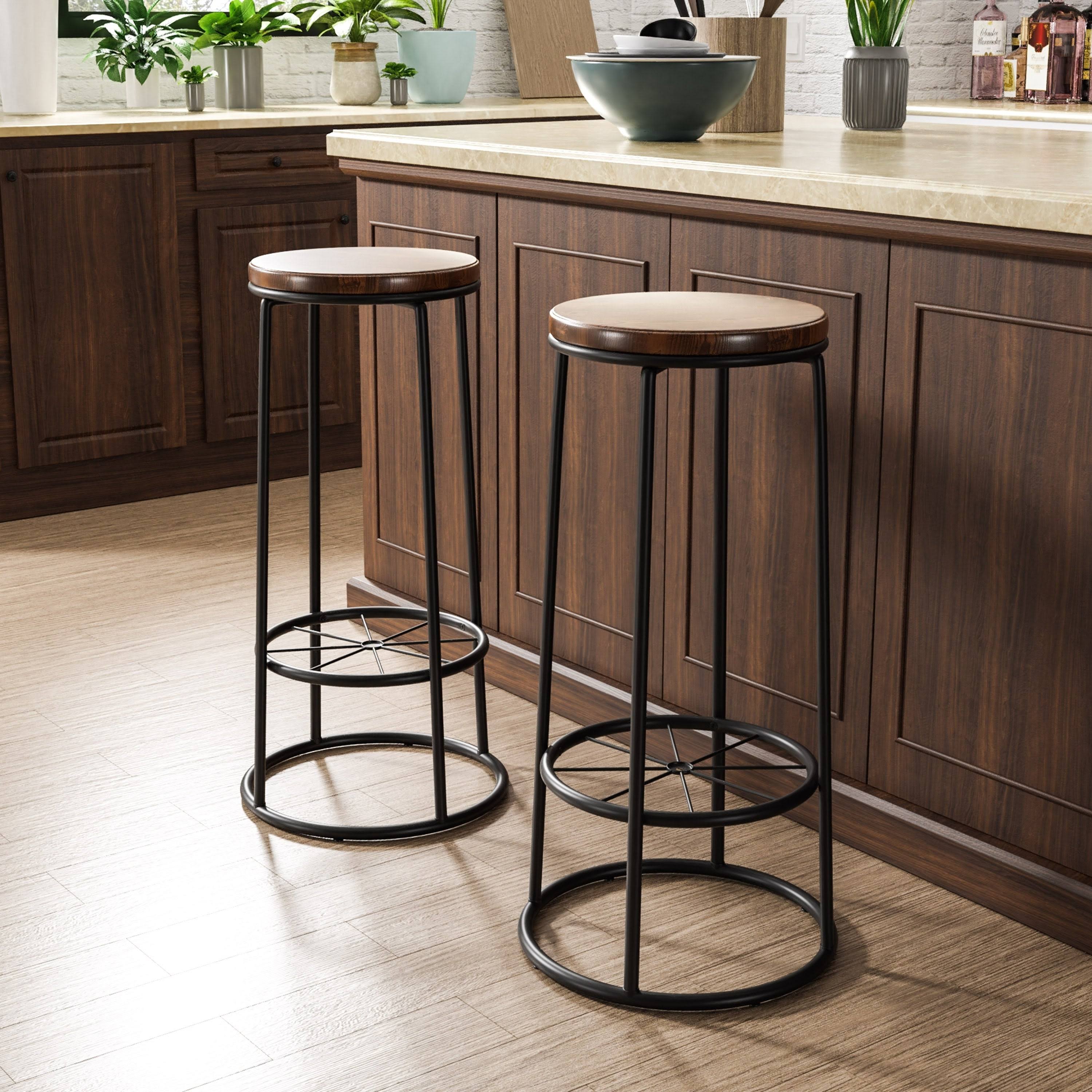 Rustic Metal Barstools Set of 2 V2167