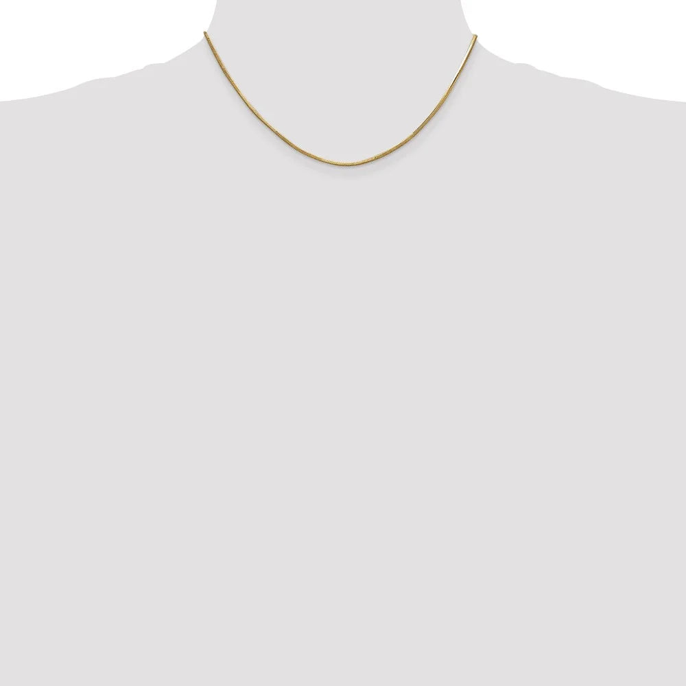 14K Yellow Gold Snake Chain Necklace 16 inch 0.8 mm Octagonal with Lobster Clasp N116