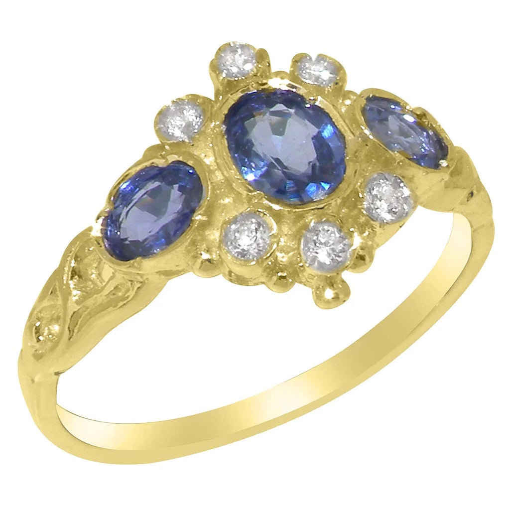 9k Yellow Gold Natural Sapphire & Diamond Ring T6423