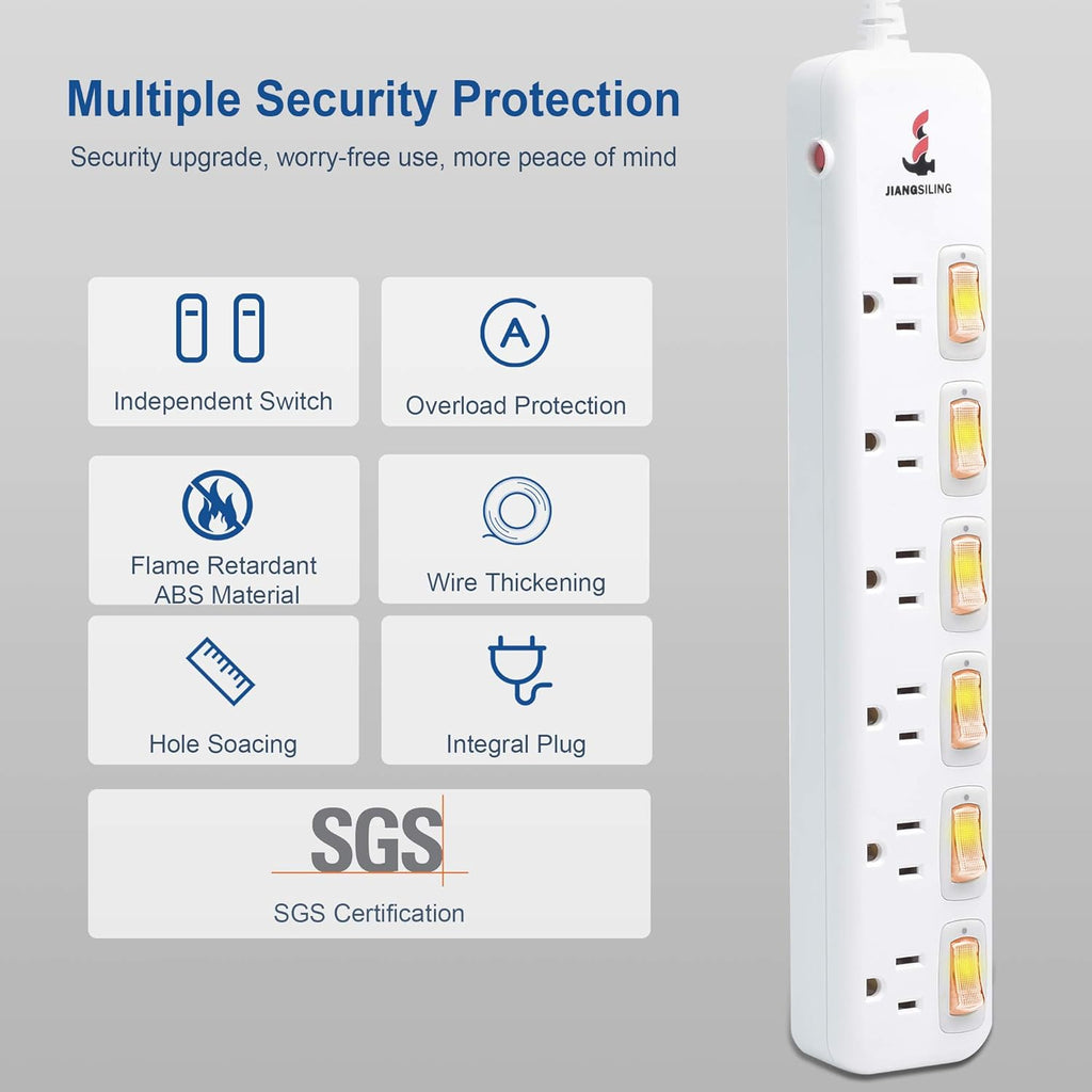 6 Outlets Surge Protector Power Strip X109943