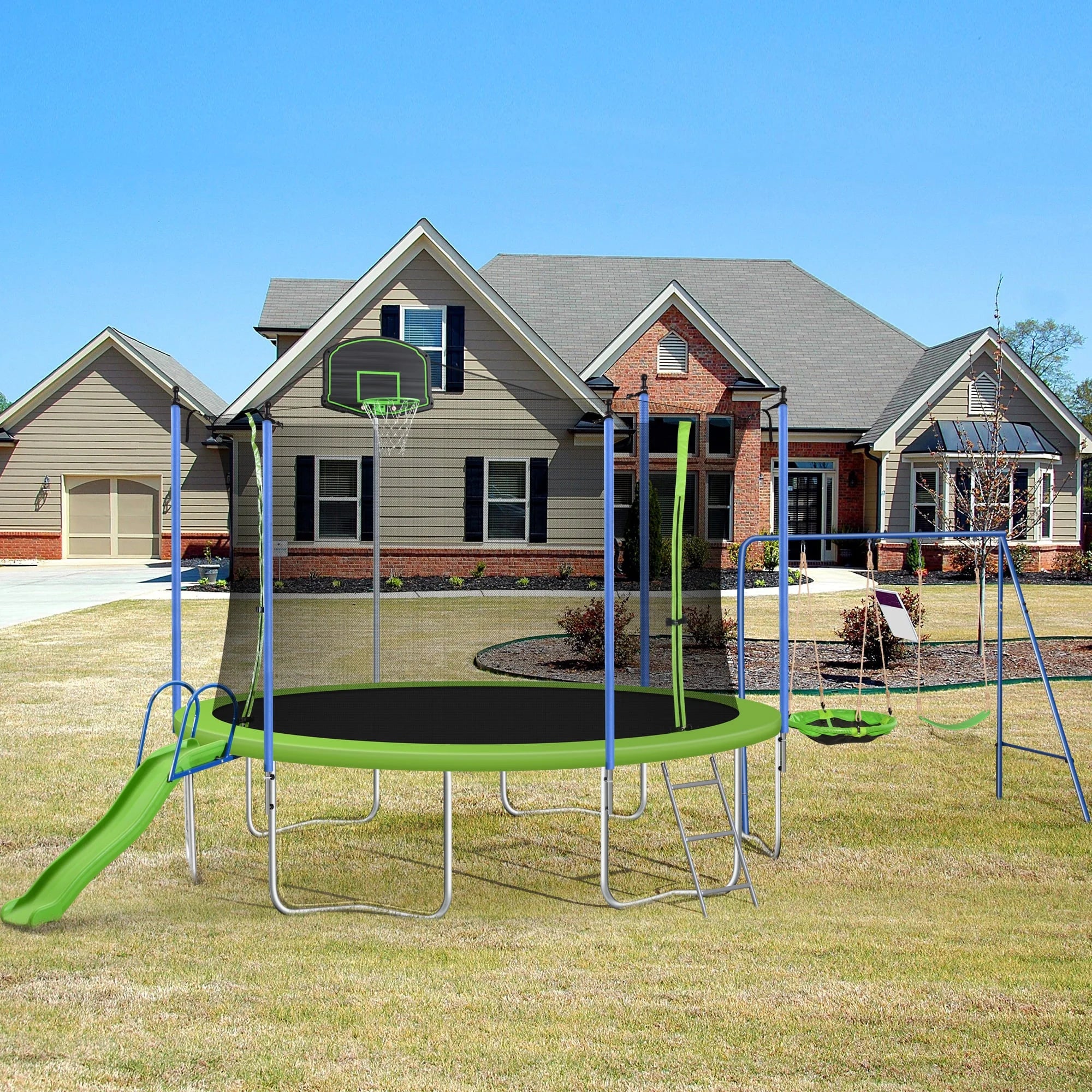12FT Trampoline with Swing and Slide J4331
