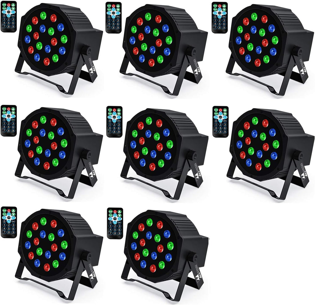 18 RGB LED Stage Lights with Remote Control (8 pcs) R68232