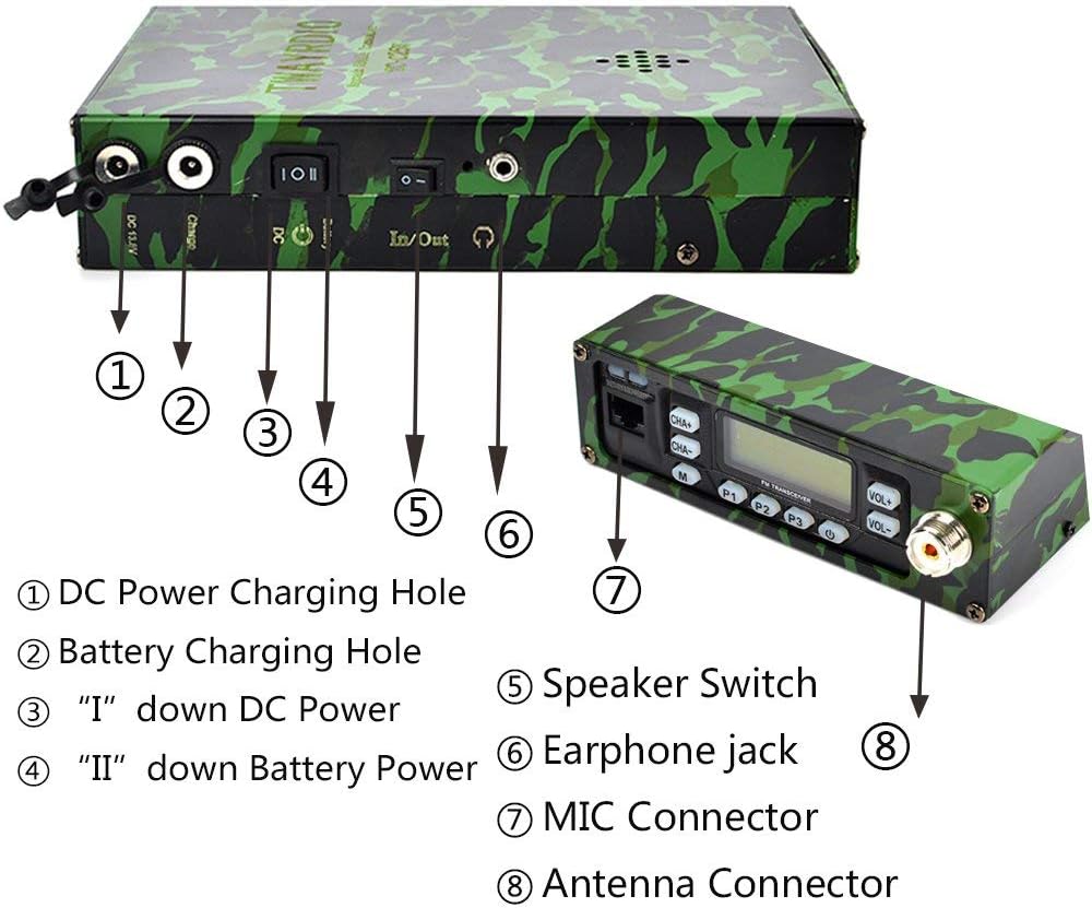 Dual Band VHF UHF Mobile Transceiver with 12000mAh Battery Portable Ham Radio T25122